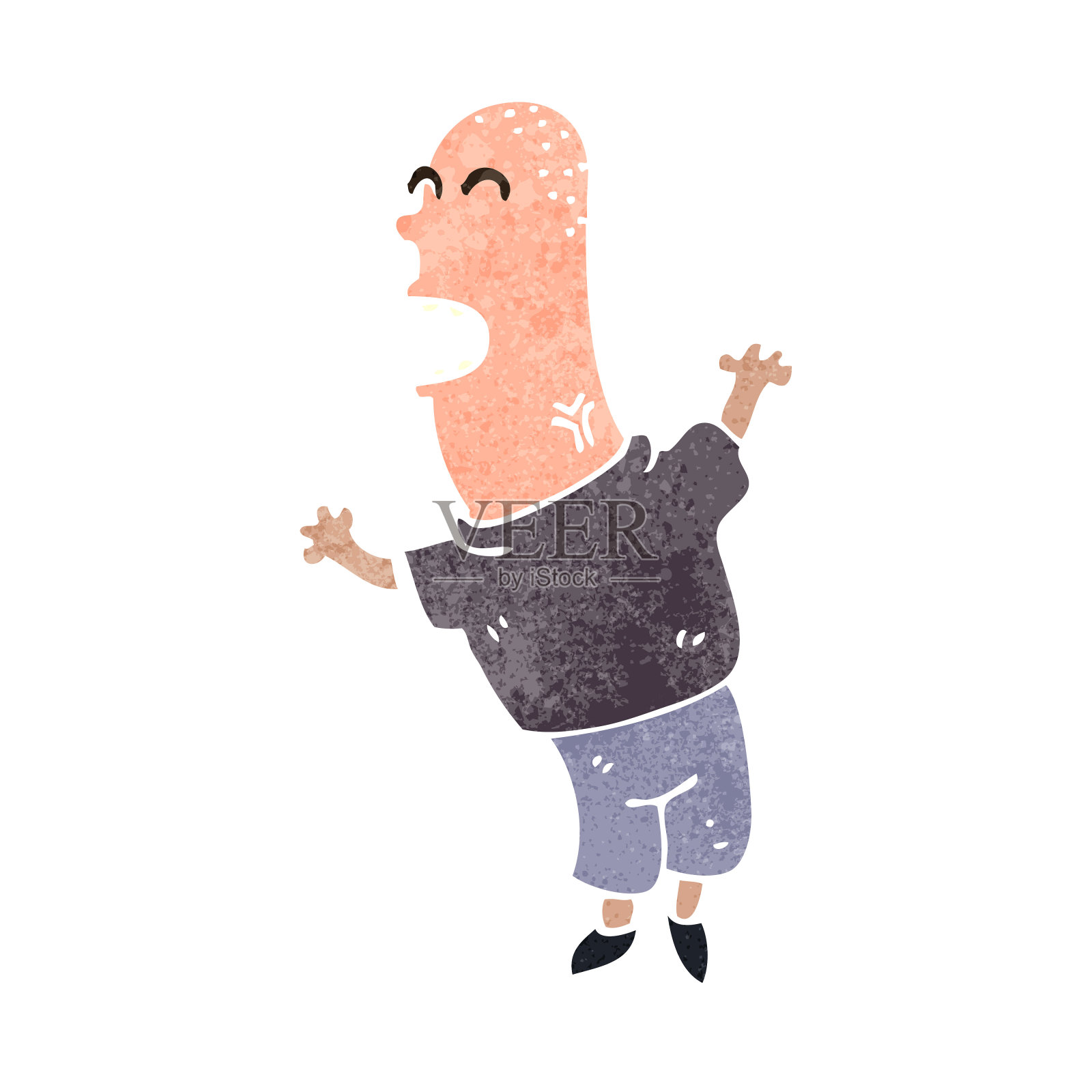 复古卡通大喊人插画图片素材