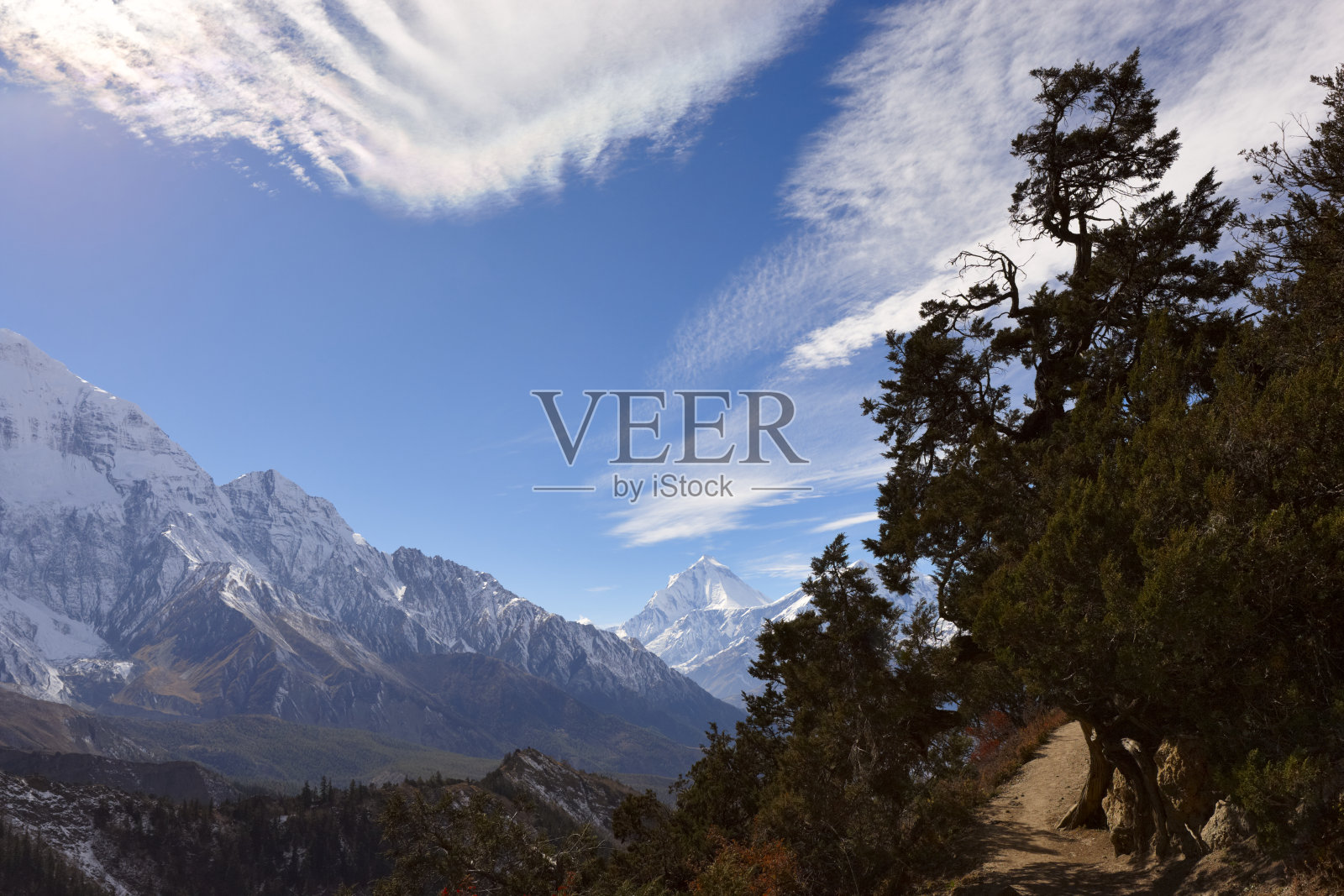 珠穆朗玛峰。安纳普尔纳峰。道拉吉里。Lhotse。尼泊尔的动机照片摄影图片