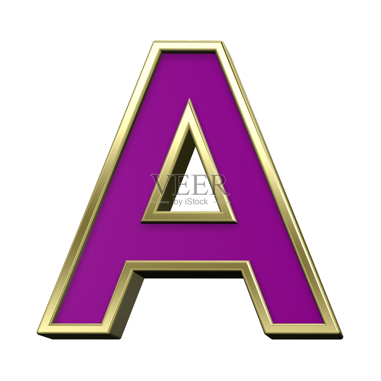 一个字母从紫罗兰与金色闪亮框架字母表集照片摄影图片