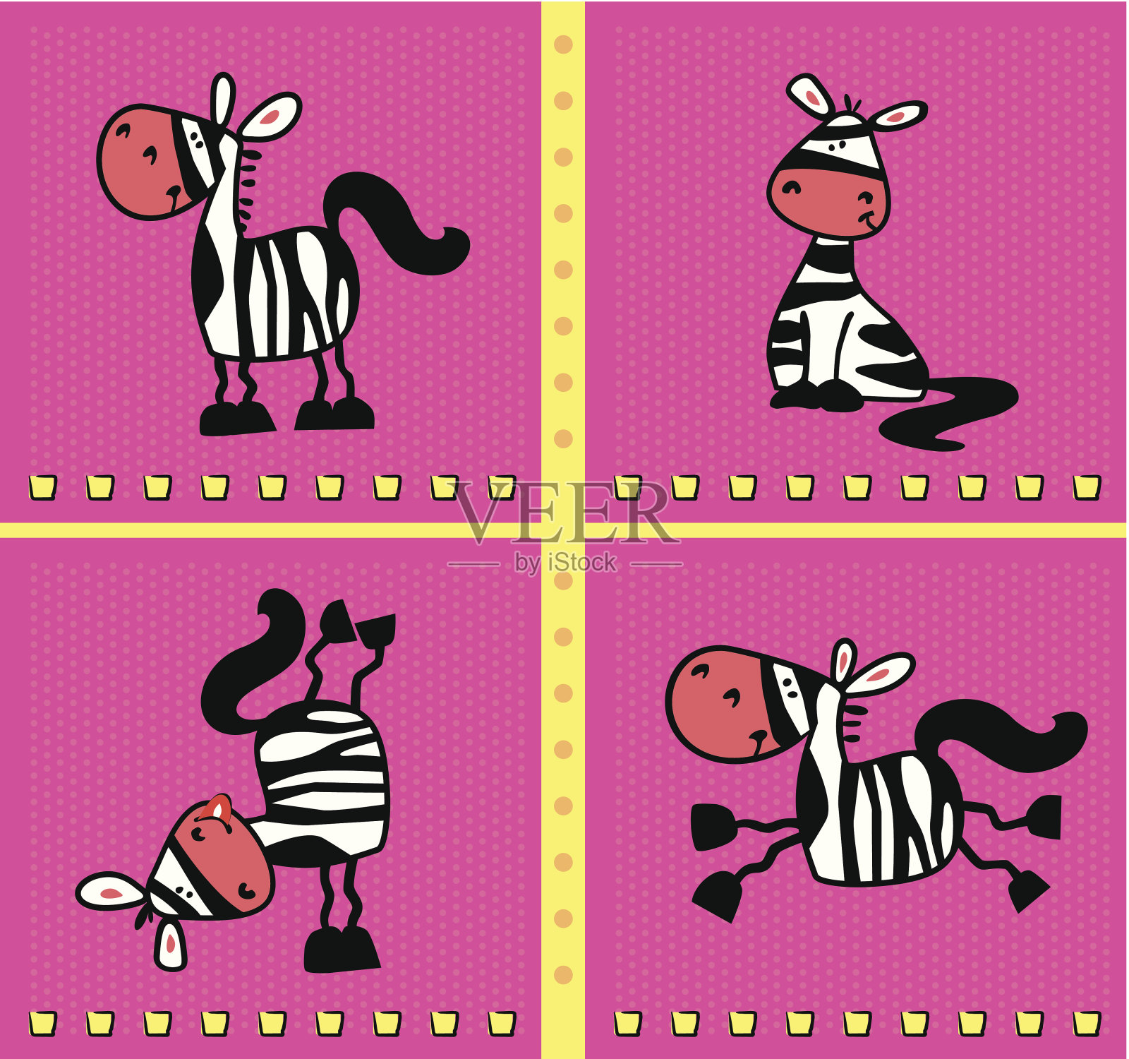 有趣的斑马插画图片素材