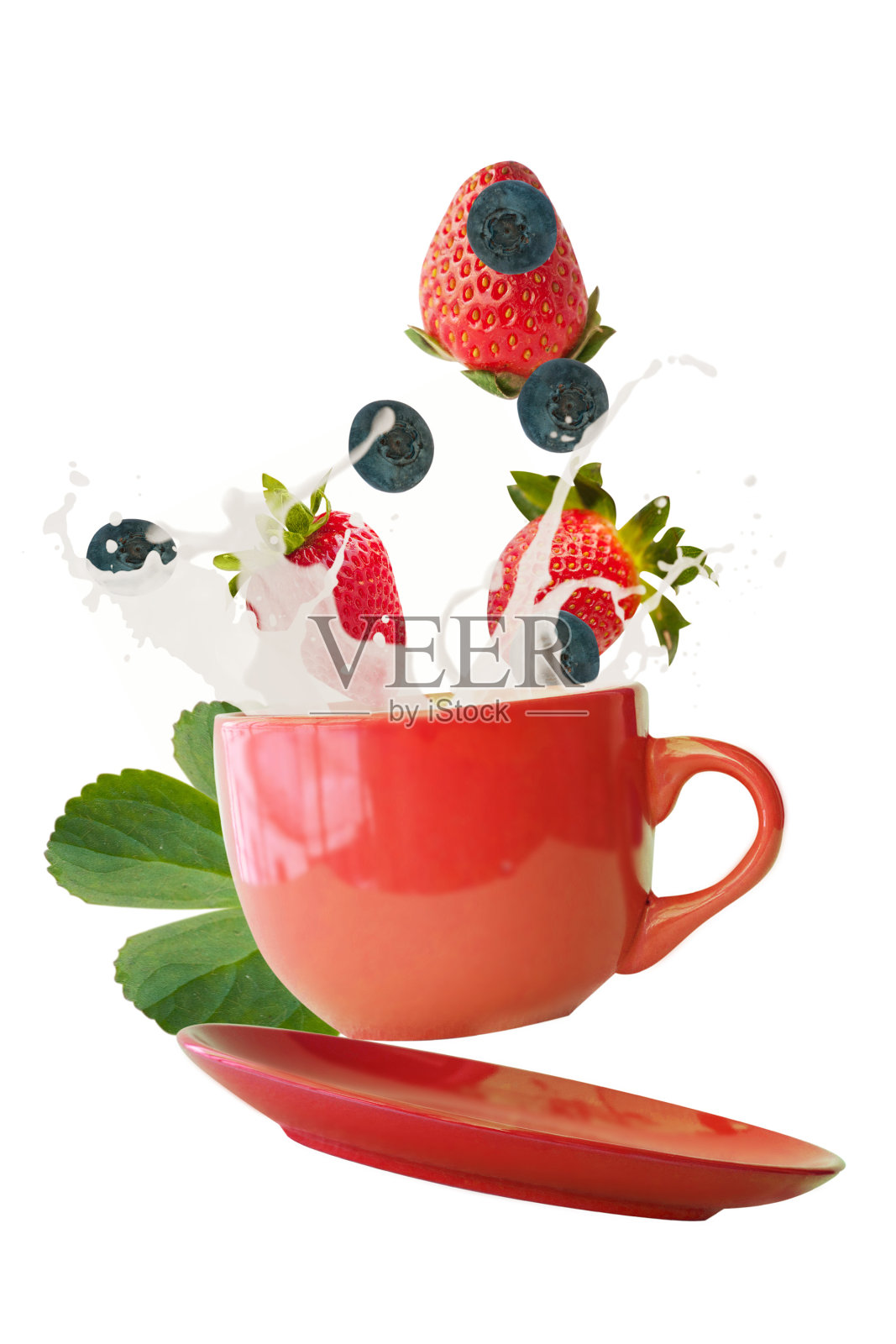 牛奶和浆果照片摄影图片