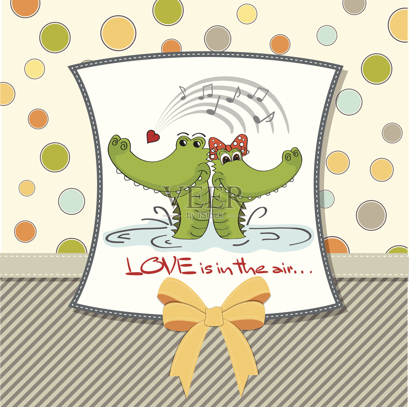 鳄鱼在爱。情人节卡片设计模板素材