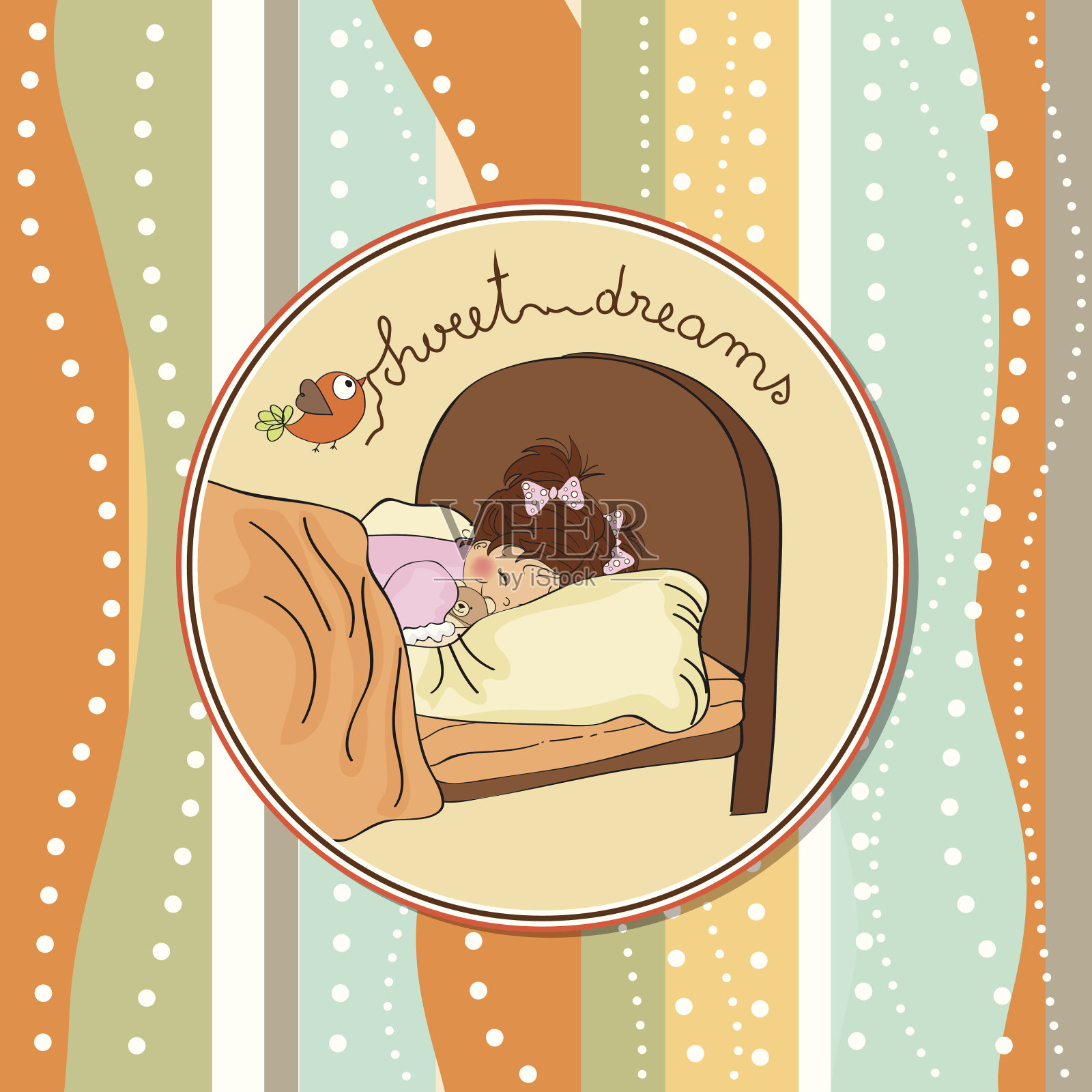 女婴降生了插画图片素材