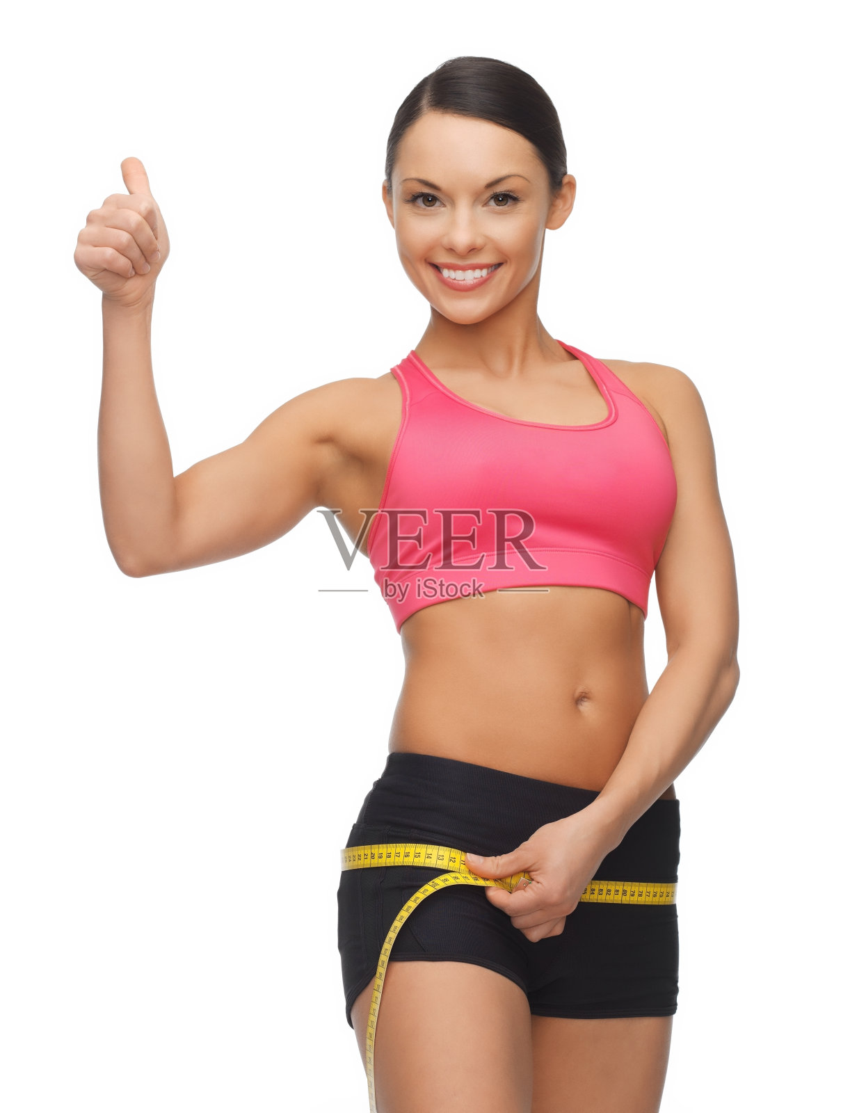 测量臀部的女人照片摄影图片