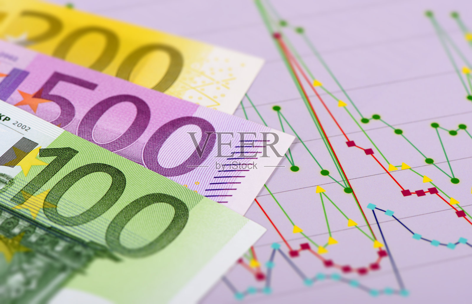 金融和股票市场图表与欧元照片摄影图片