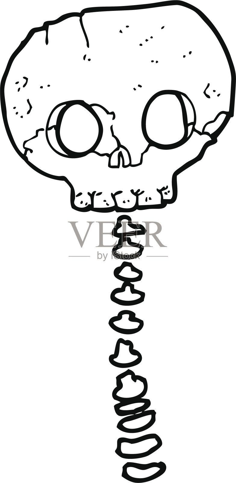 卡通吓人的头骨和脊椎插画图片素材