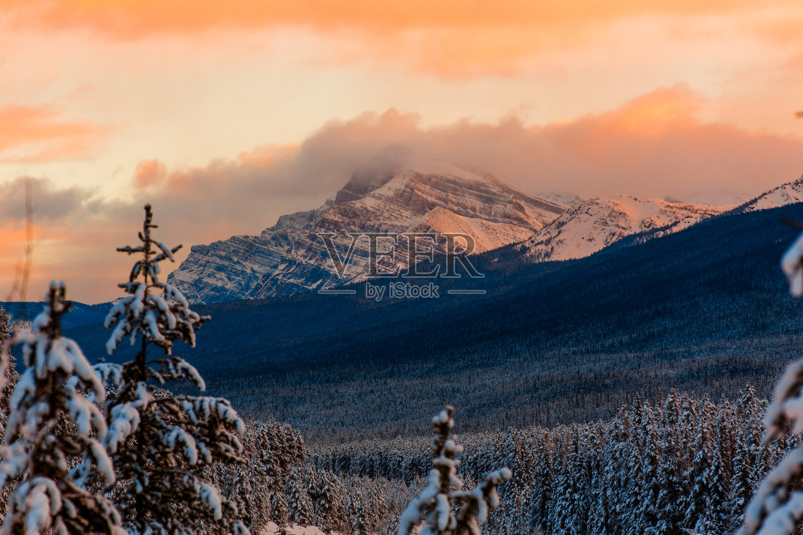 加拿大弓谷的日落照片摄影图片