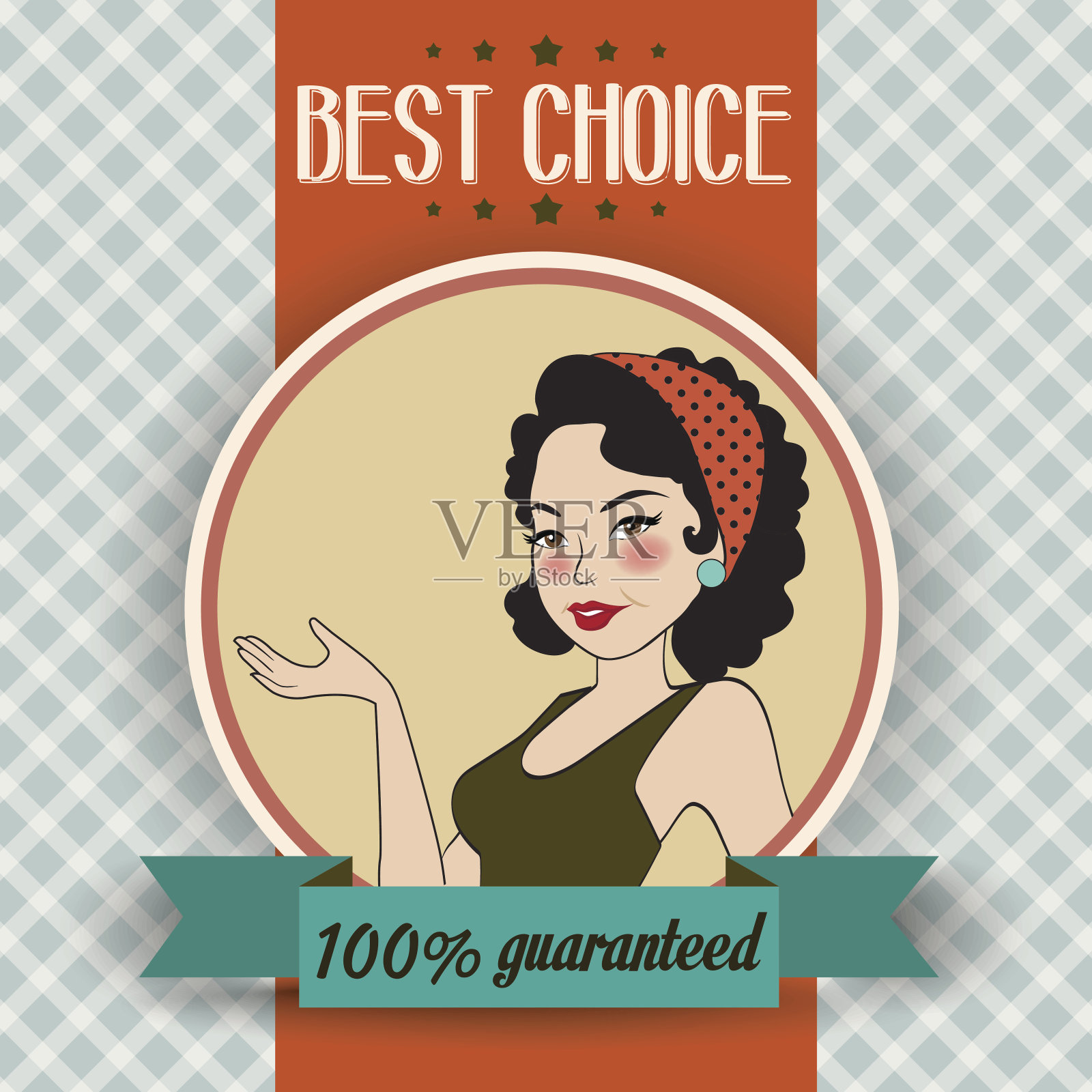 复古插图的一个美丽的女人和最好的选择信息插画图片素材