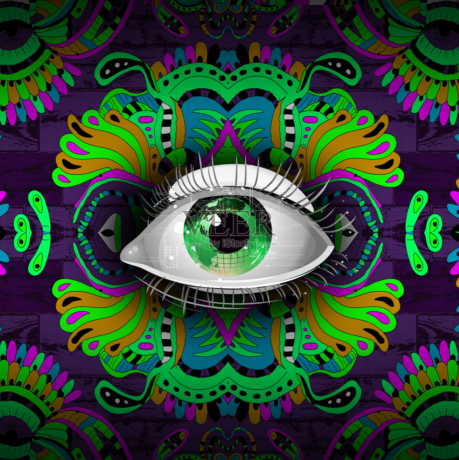 人类眼中的创意背景插画图片素材