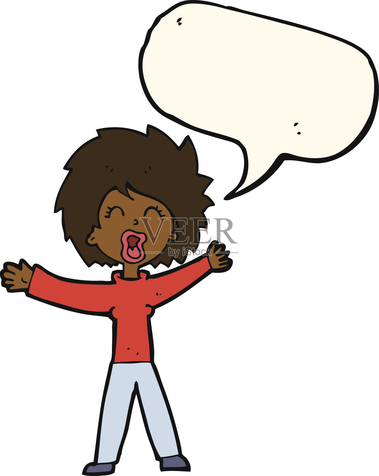 卡通女人喊着说话冒泡设计元素图片