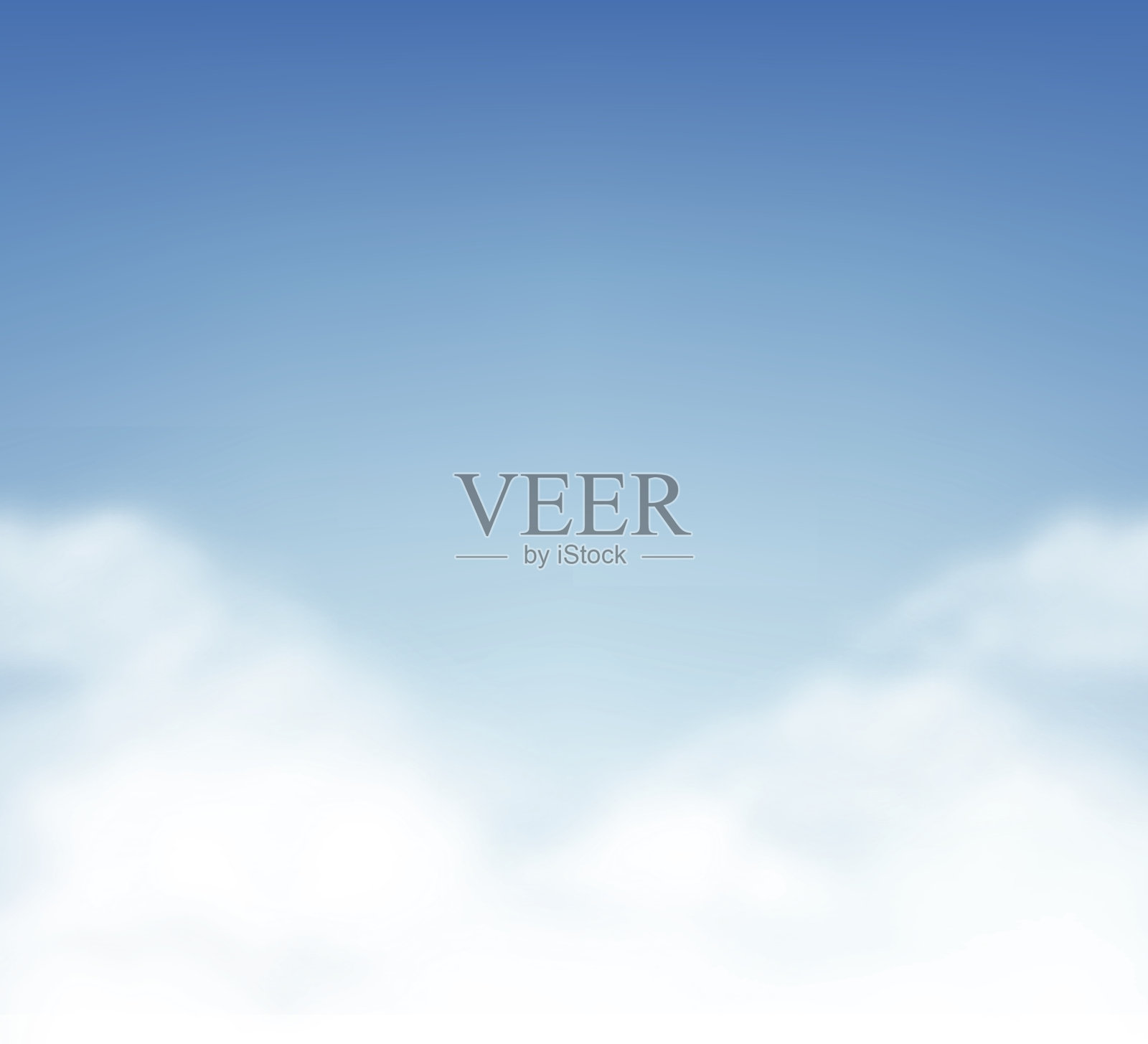 蓝色的夏天天空与白色蓬松的云矢量插图插画图片素材