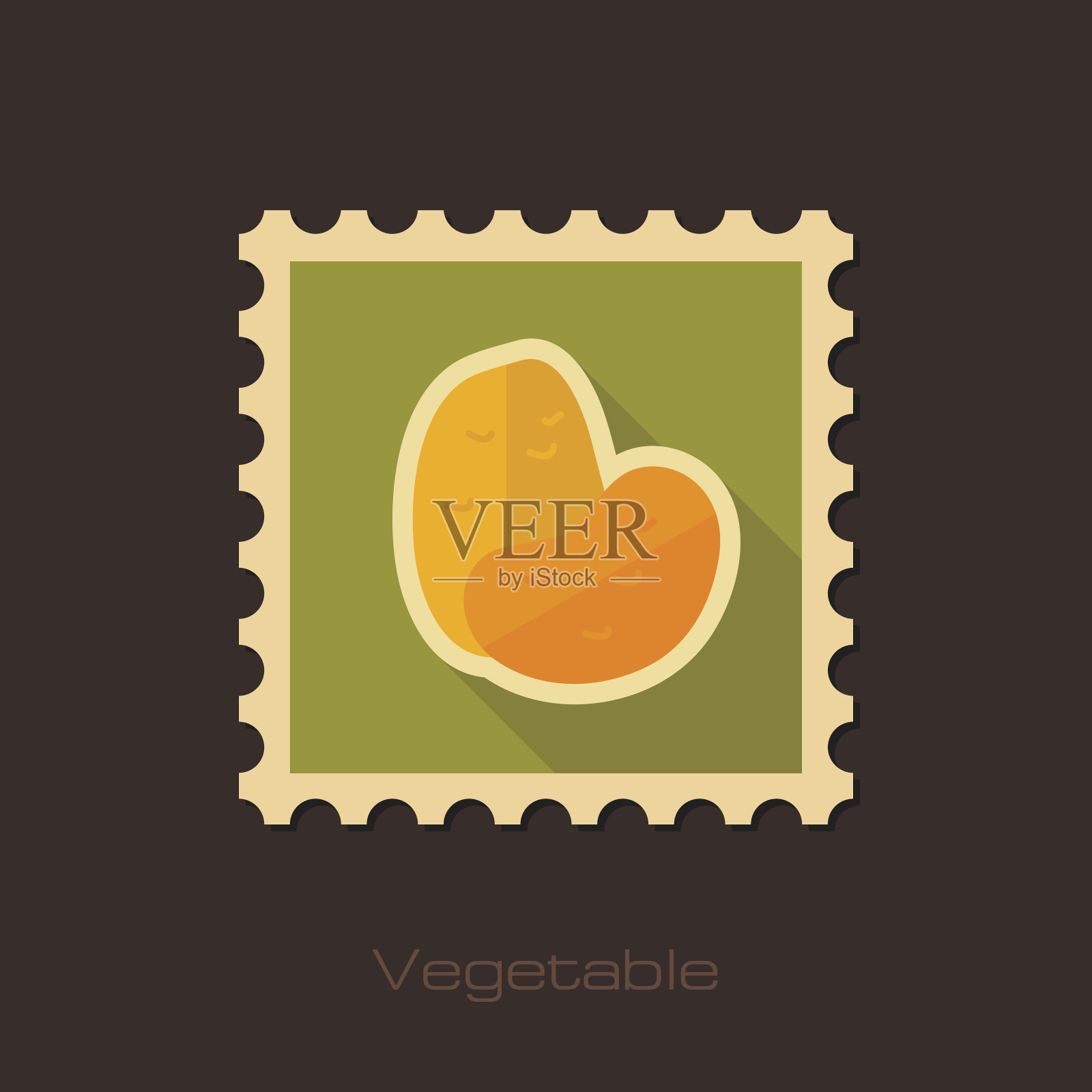 土豆平坦的邮票。蔬菜矢量插画图片素材