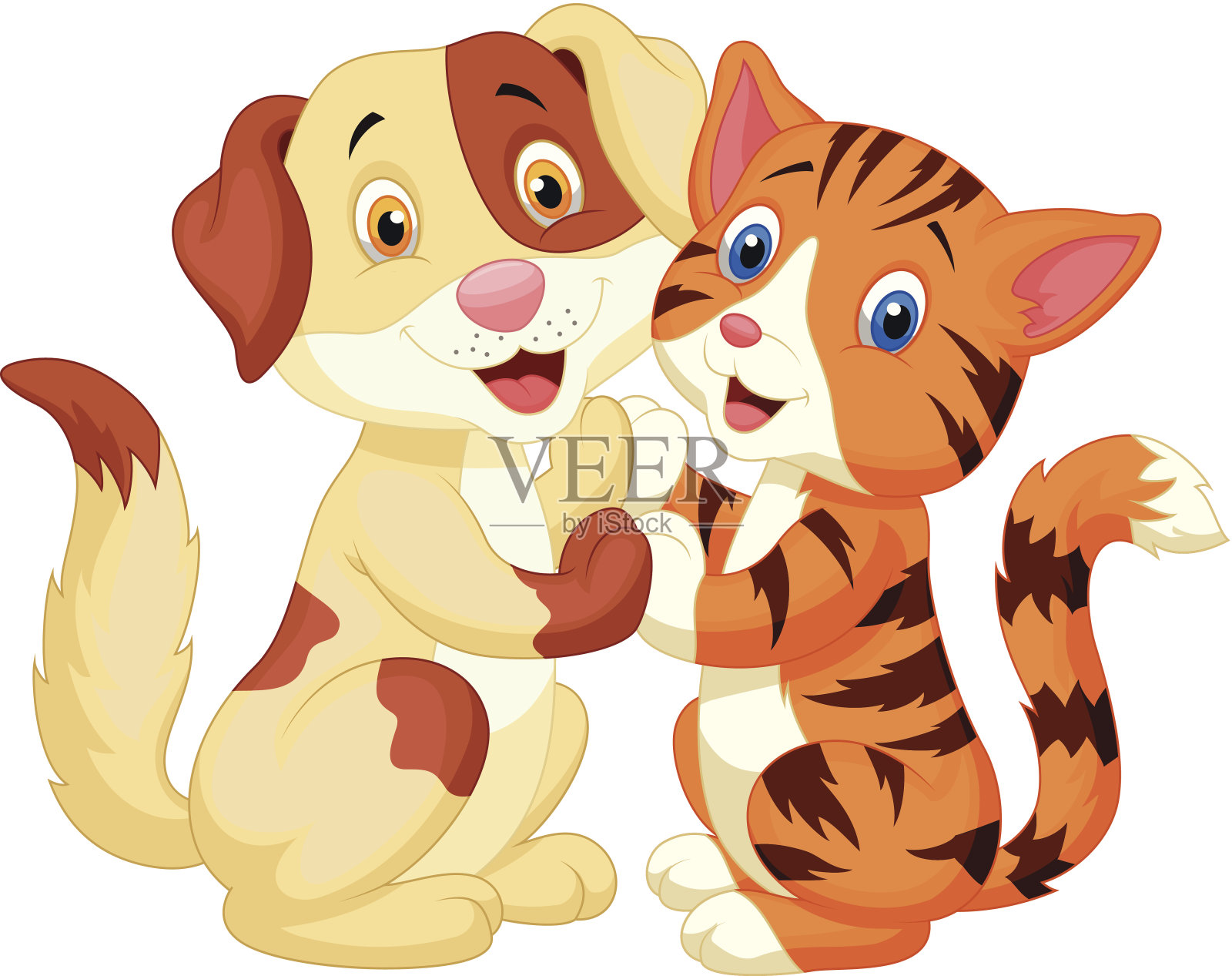 可爱的猫和狗卡通设计元素图片