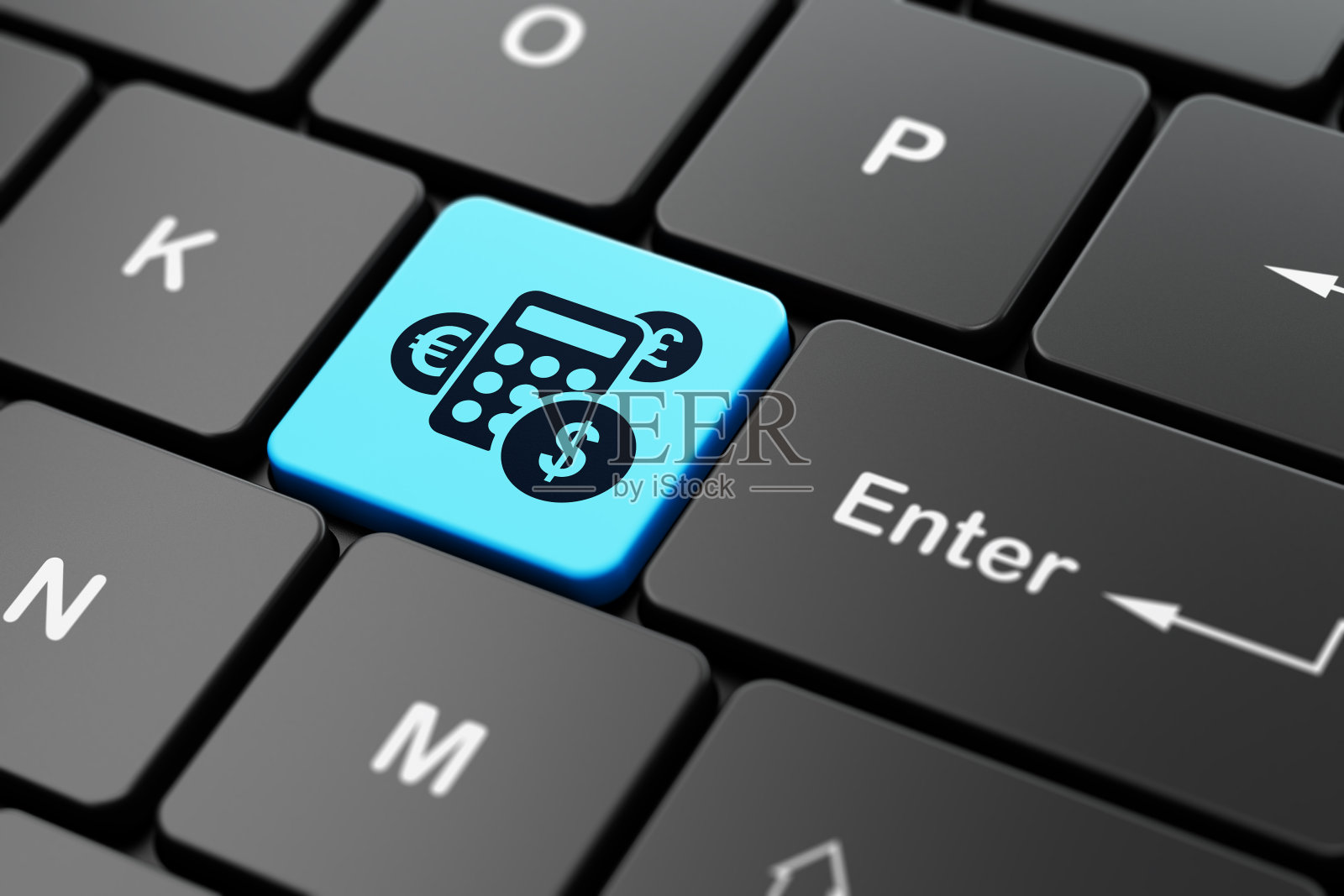 经营理念:以计算机键盘为背景的计算器照片摄影图片