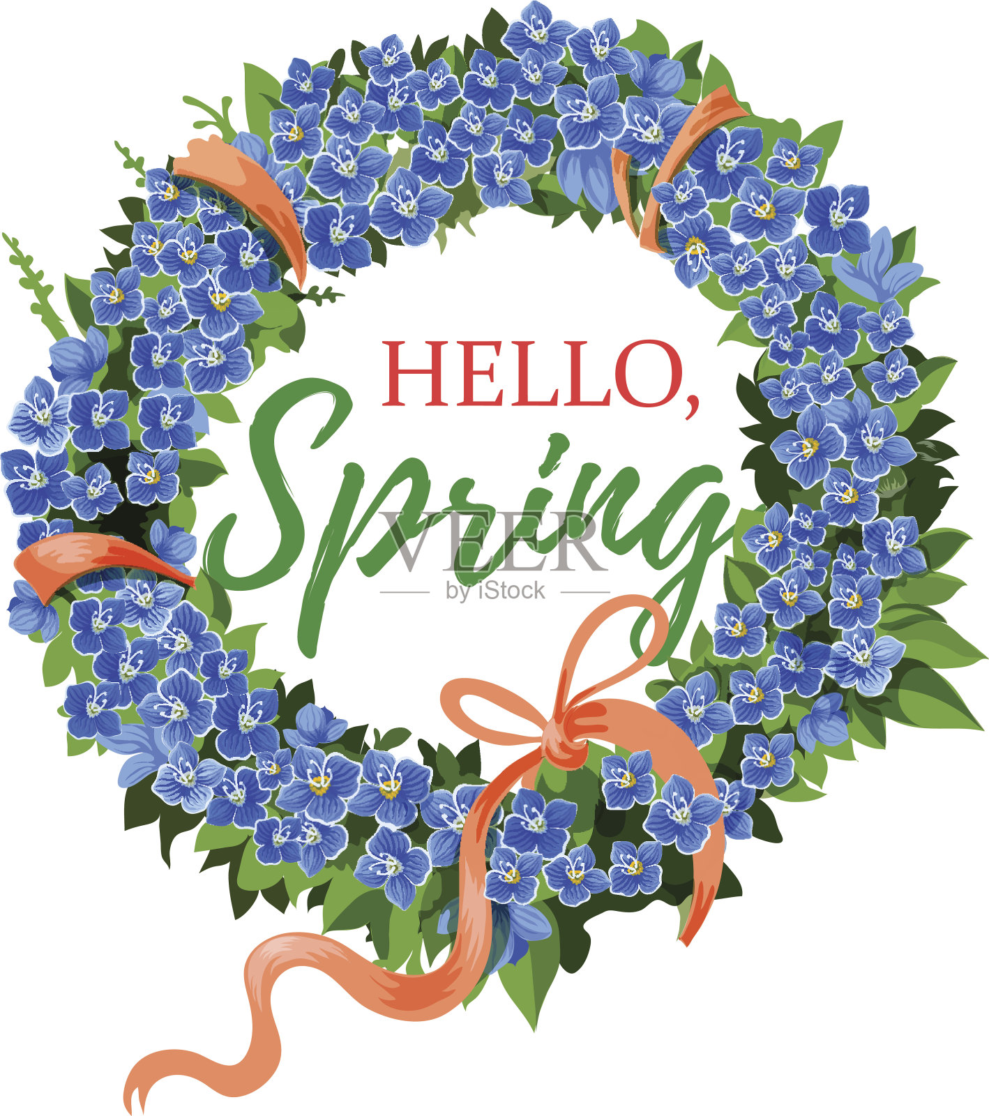 春假矢番红花花圈插画图片素材