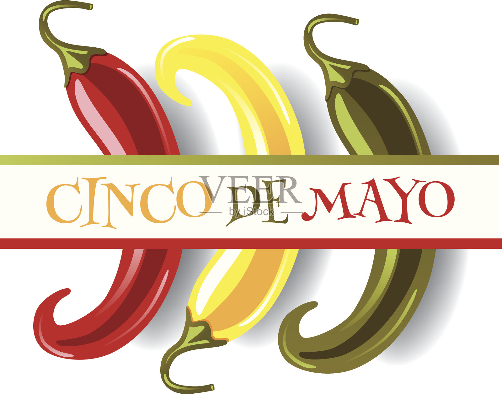 Cinco De Mayo有三个墨西哥胡椒的背景。插画图片素材