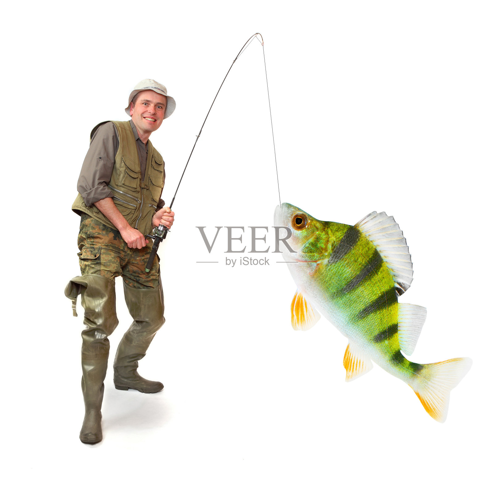 抓鱼。照片摄影图片