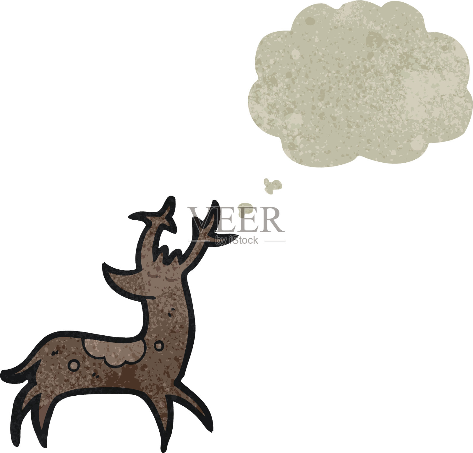怀旧卡通鹿与思想泡沫设计元素图片