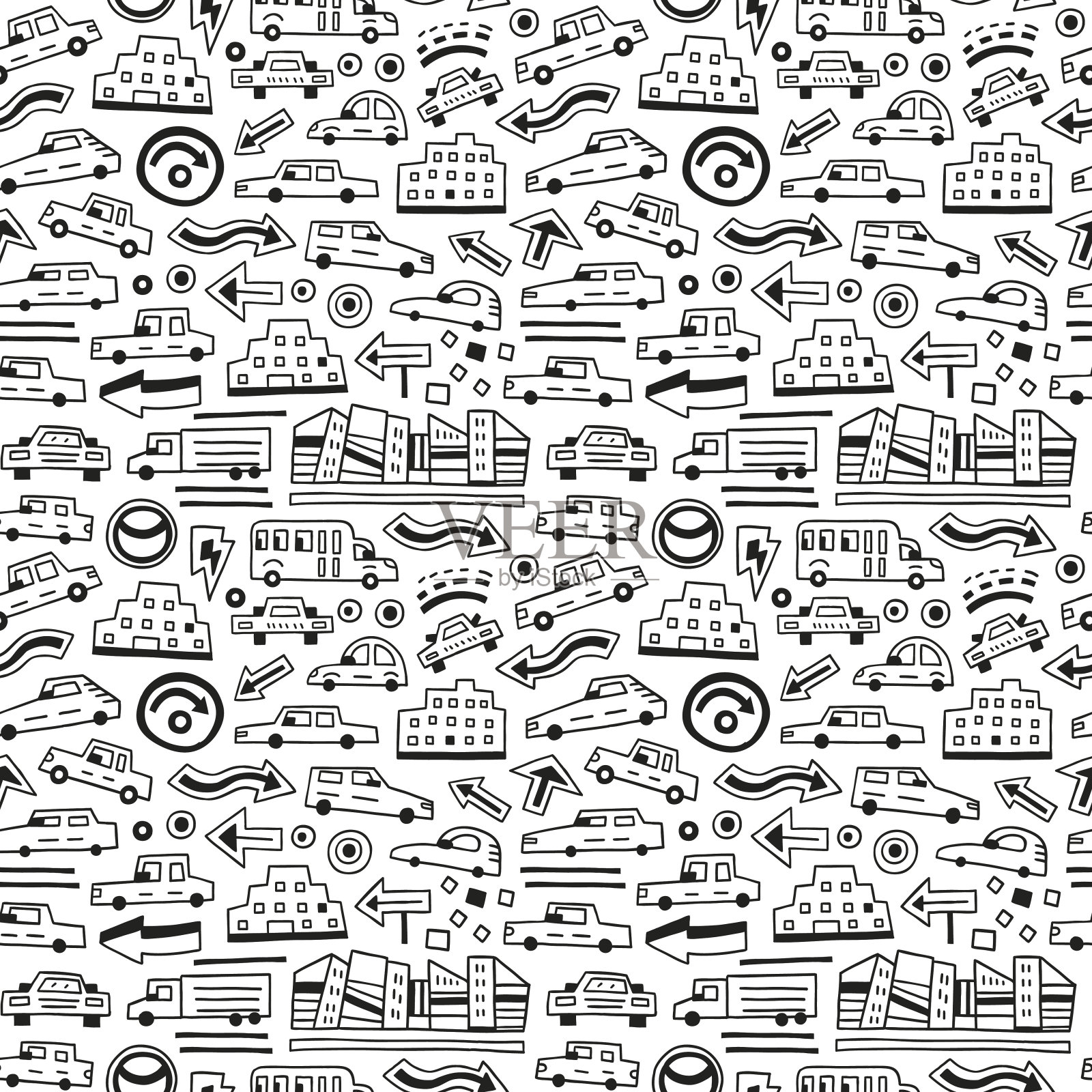 汽车-无缝背景插画图片素材