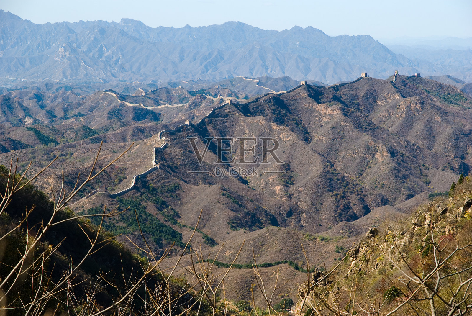 俯瞰中国长城，司马台段照片摄影图片