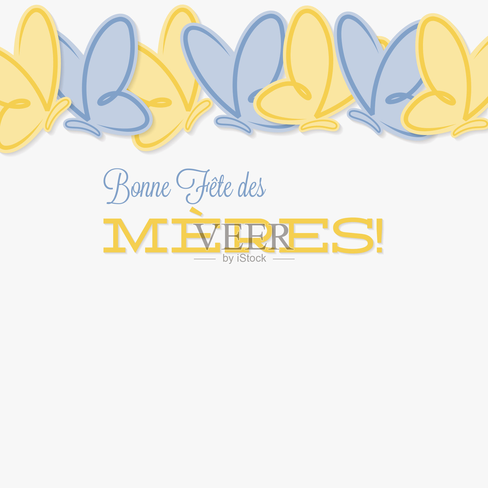 法国线蝴蝶母亲节贺卡矢量格式。插画图片素材