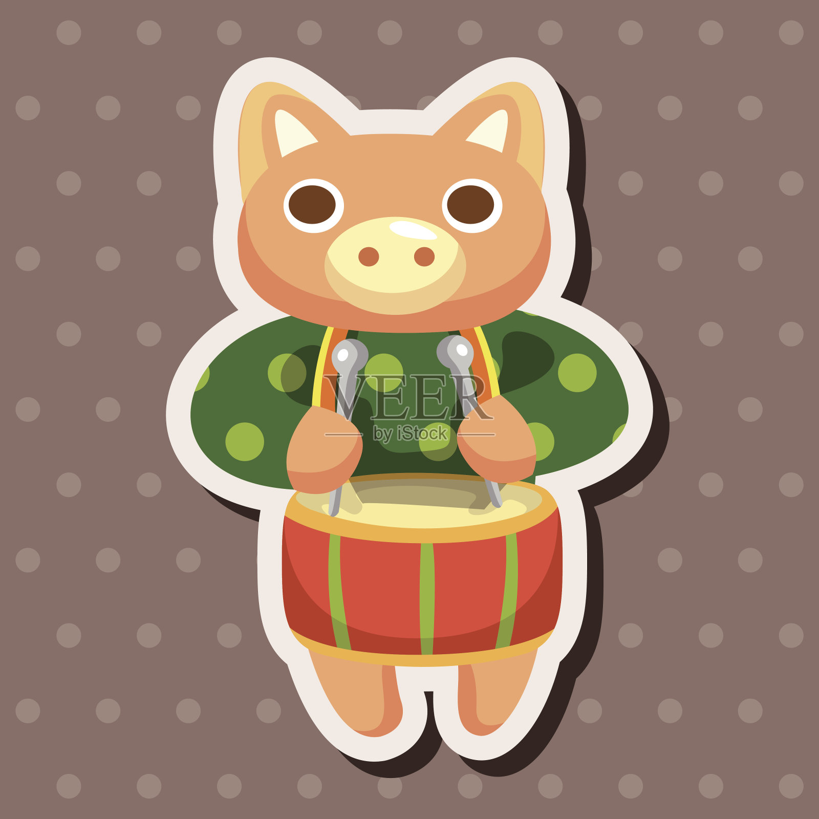 动物猪演奏乐器的卡通主题元素插画图片素材