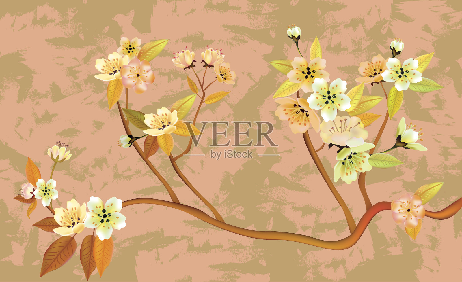 小樱。樱花盛开，春天给自由。插画图片素材