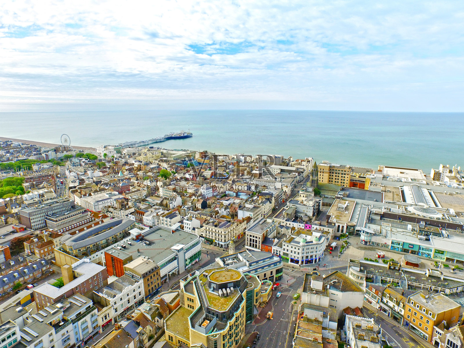 航拍布莱顿海滩，英国照片摄影图片