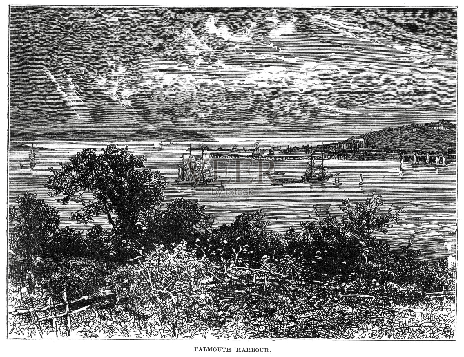 法尔茅斯港口插画图片素材