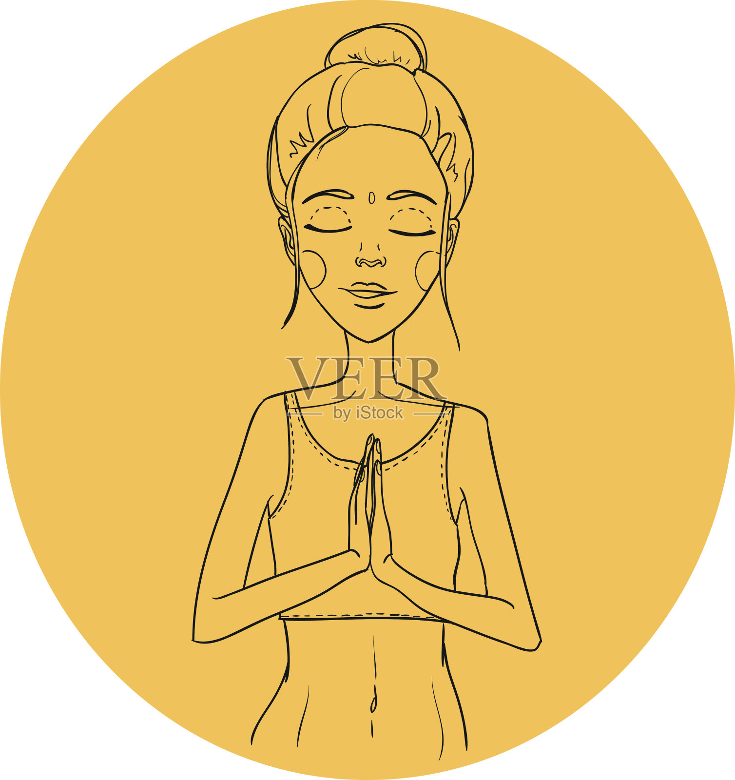 手绘插图-女人瑜伽。放松。向量。插画图片素材