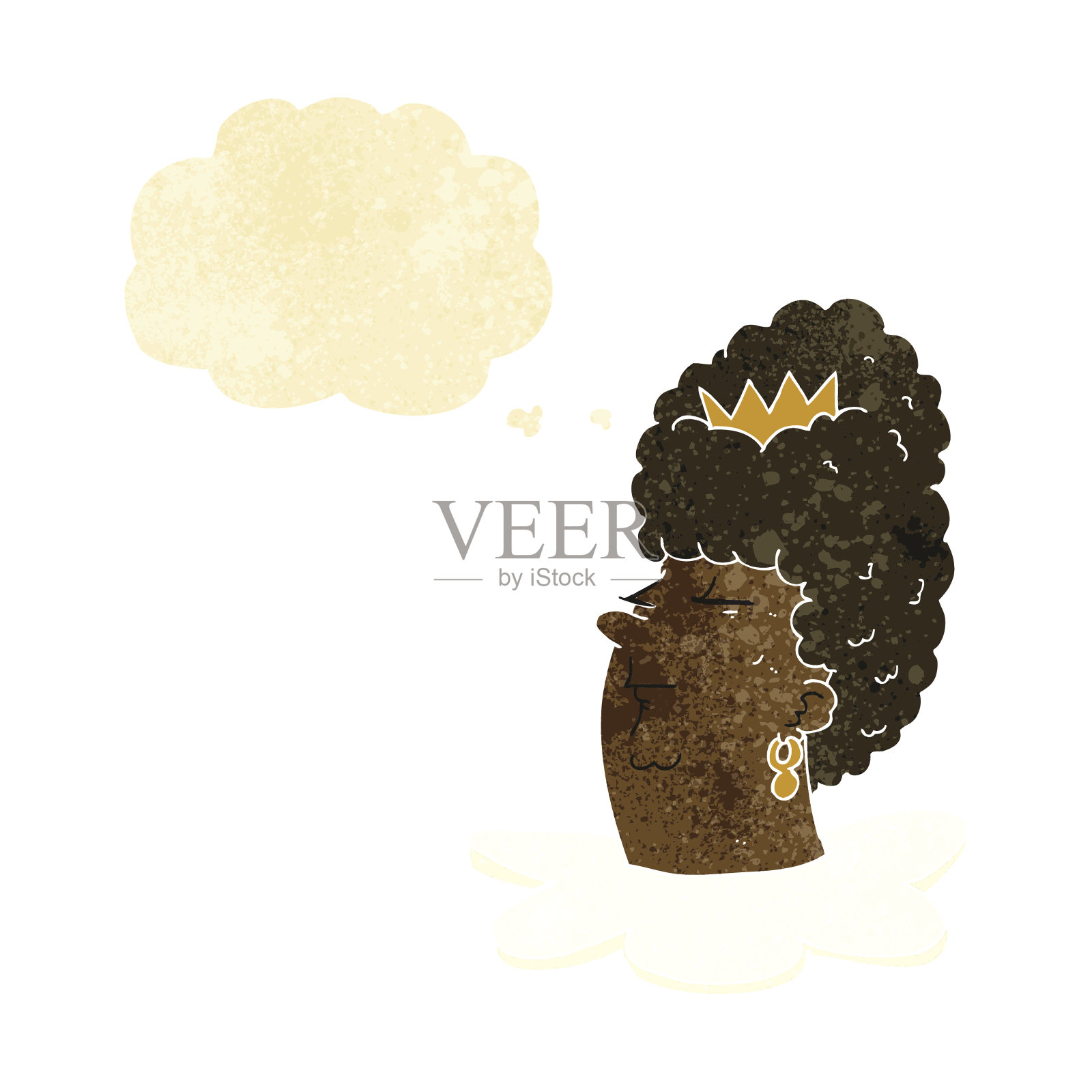 卡通女王的脑袋带着思想泡泡插画图片素材