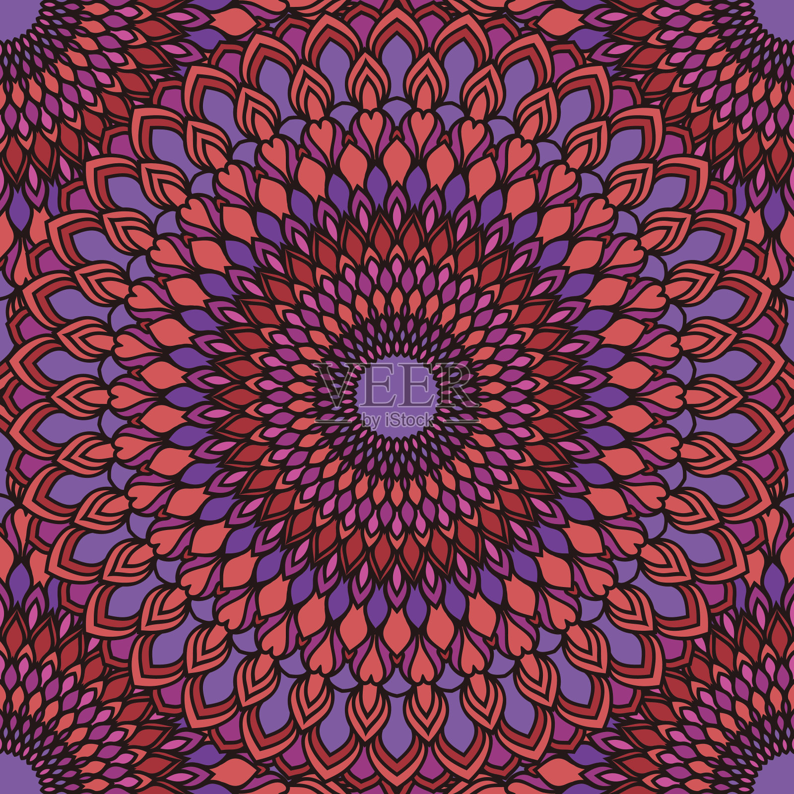 手绘无缝观赏性花卉抽象明亮的背景与许多细节插画图片素材