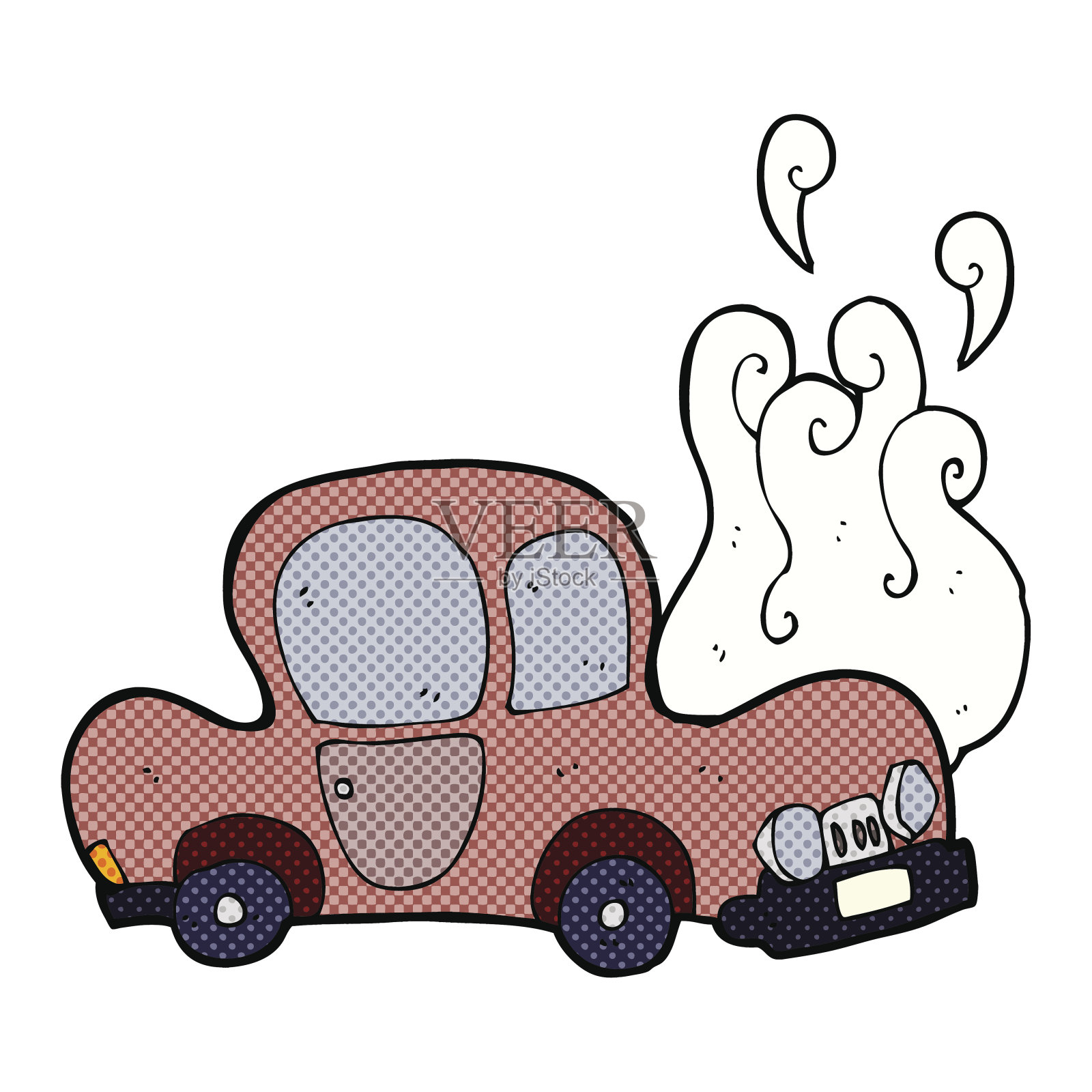 汽车坏掉的卡通插画图片素材