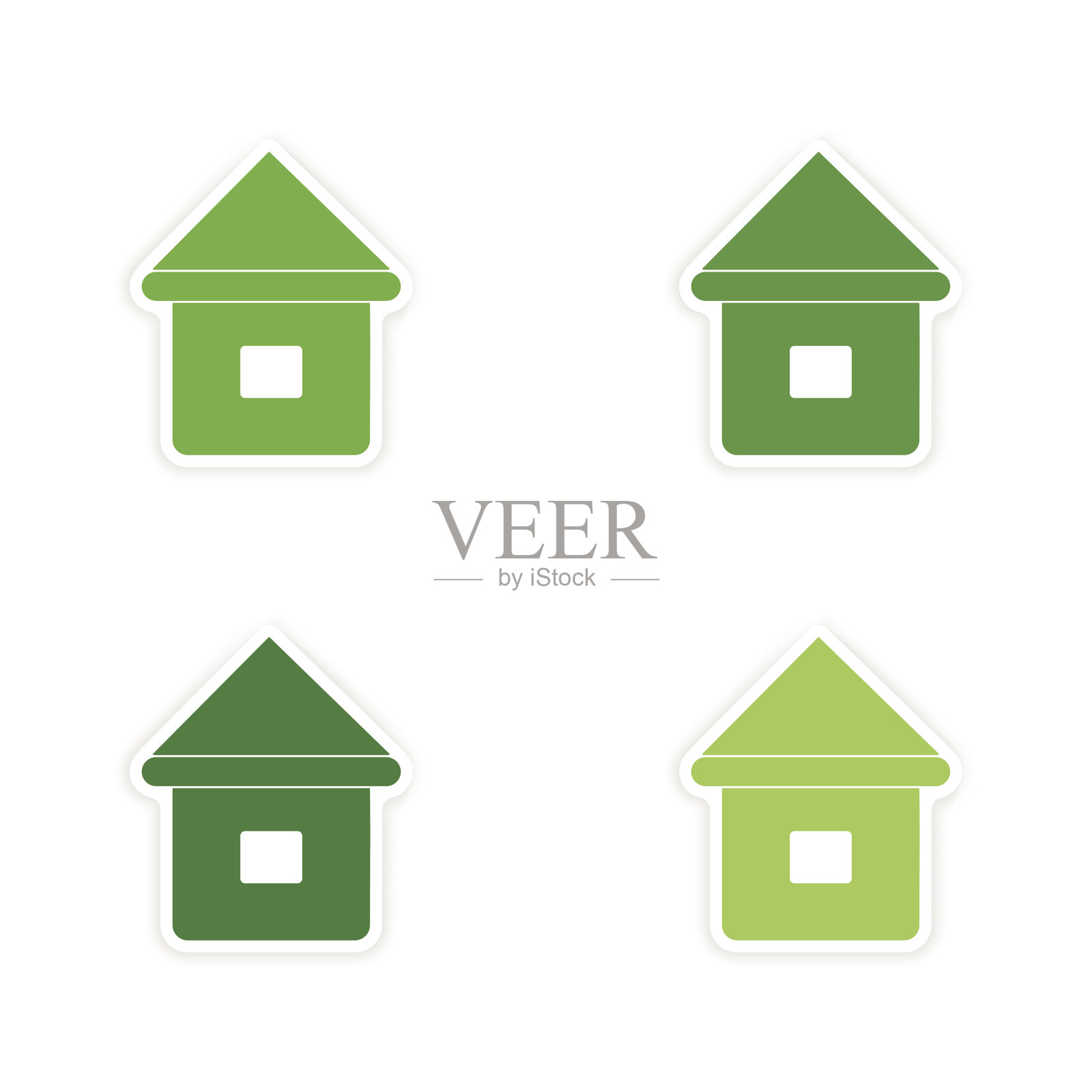 在纸房子上装配现实的贴纸设计设计元素图片