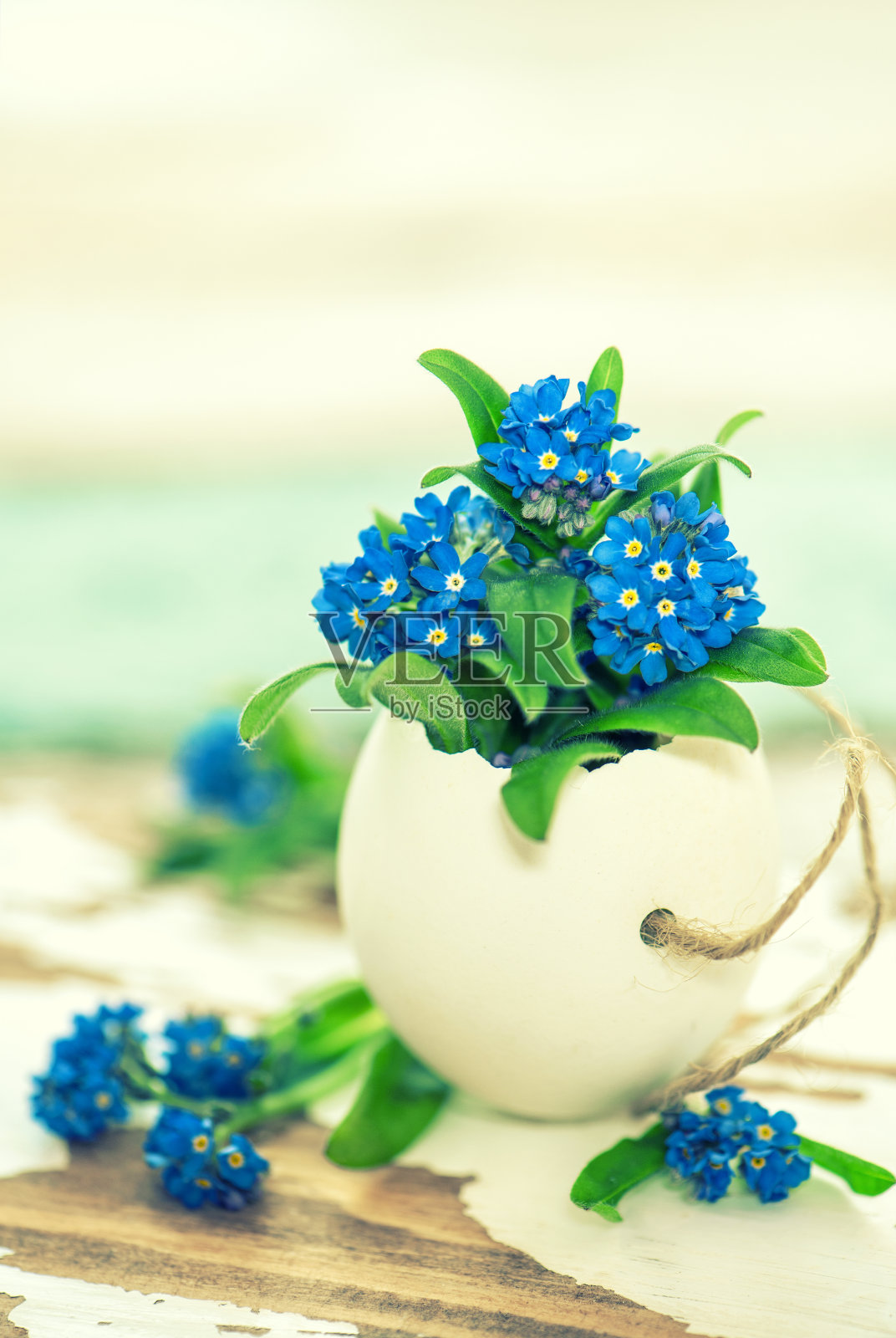 忘记我不花复活节装饰复古色调照片摄影图片