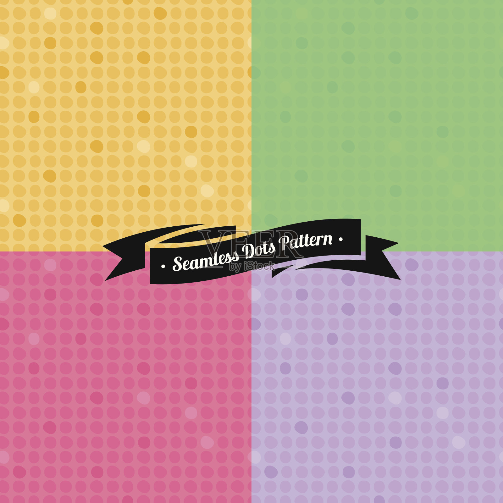 一套彩色的无缝点图案插画图片素材