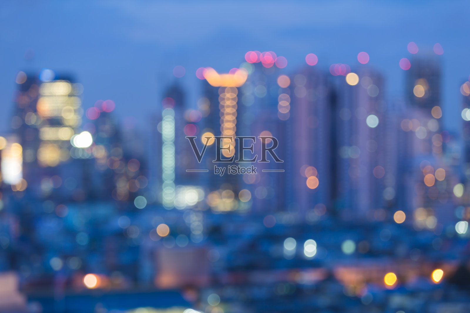 抽象散景曼谷城市夜景照片摄影图片