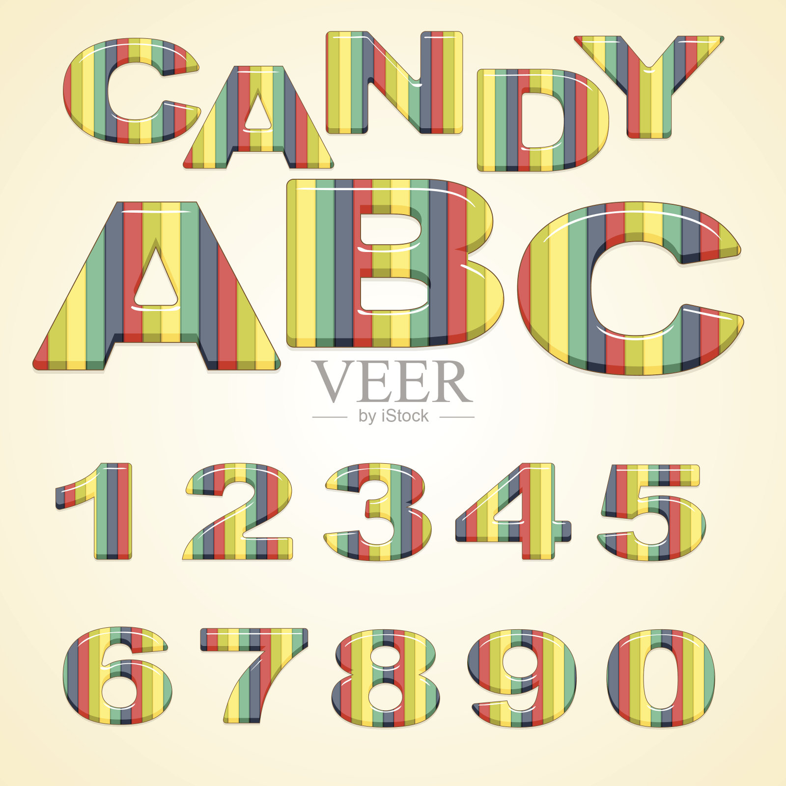 彩色数字程式化的糖果插画图片素材