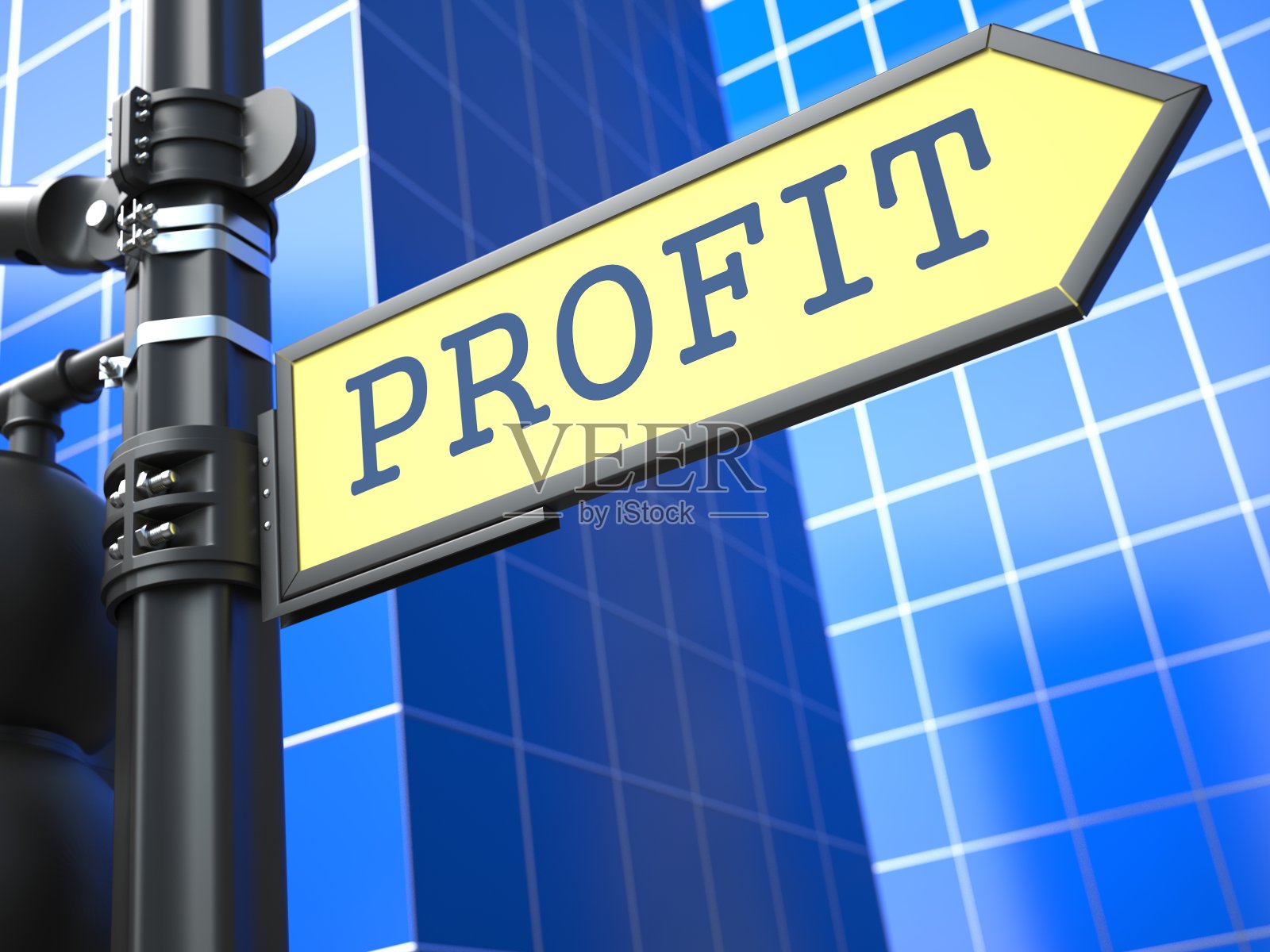 利润。黄色Roadsign。照片摄影图片