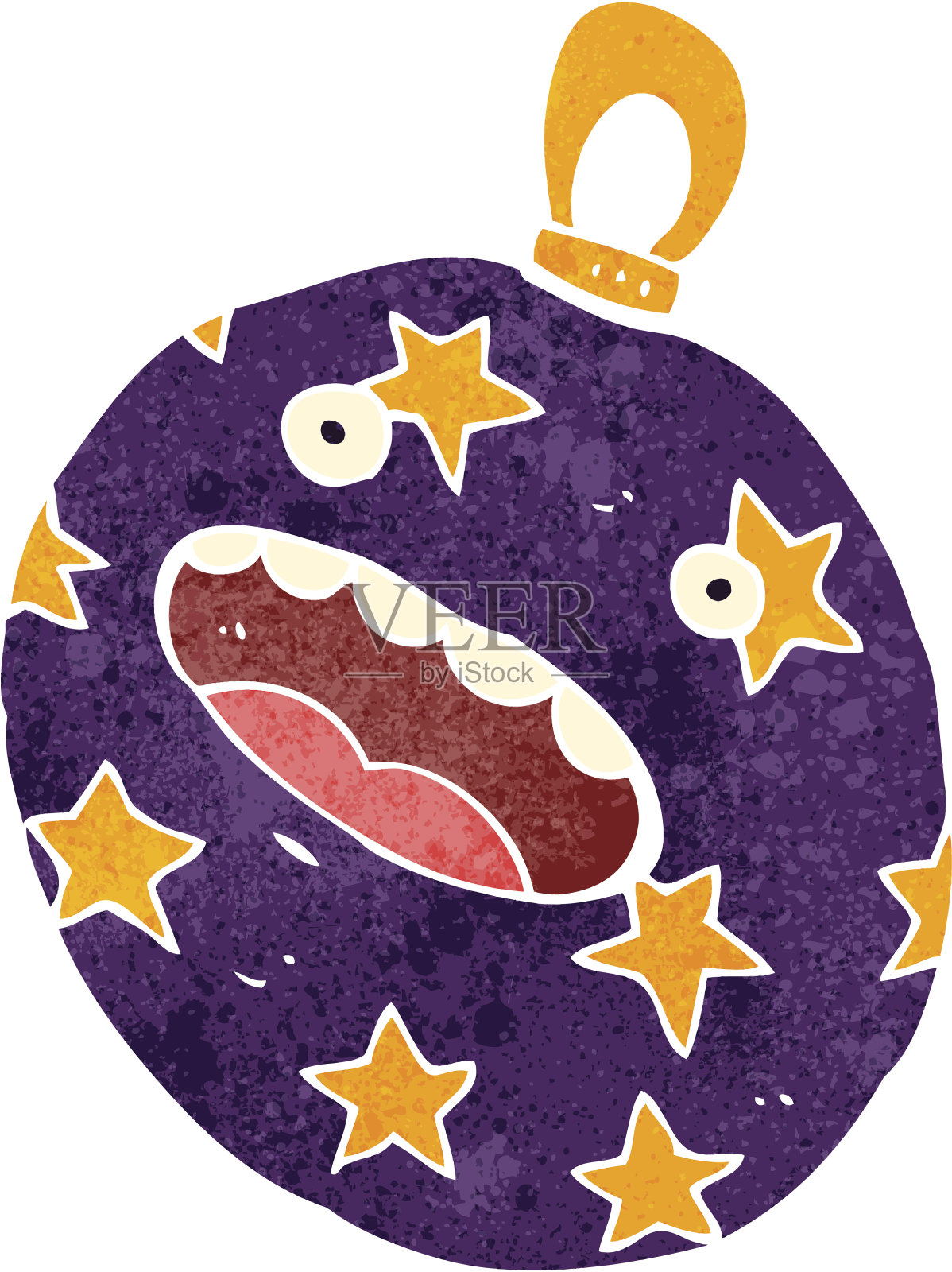 复古卡通圣诞装饰品插画图片素材