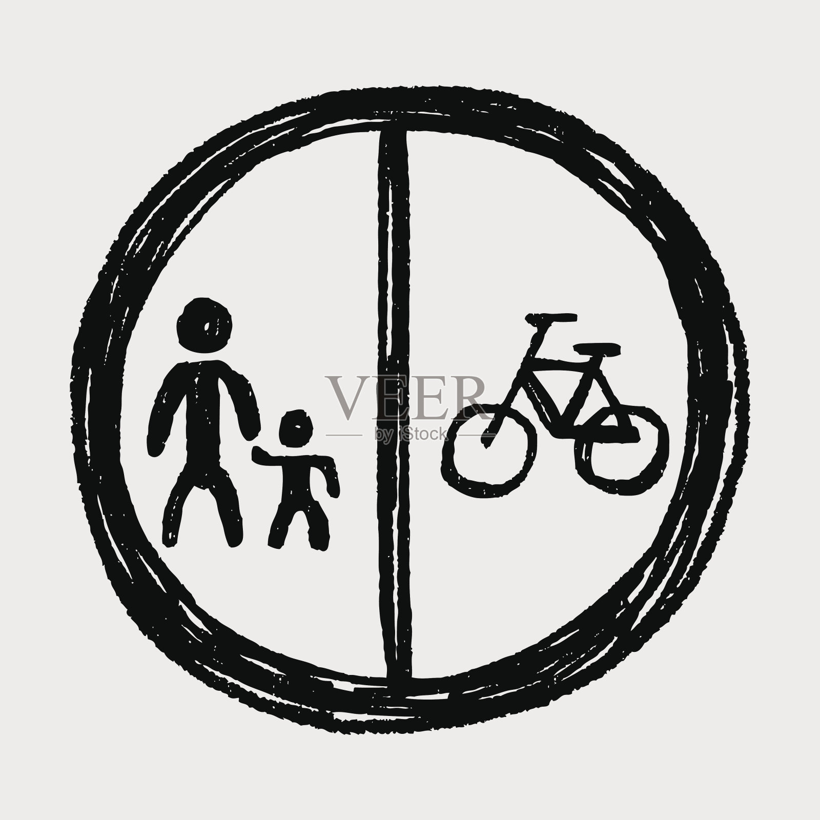 只有步行和自行车涂鸦插画图片素材