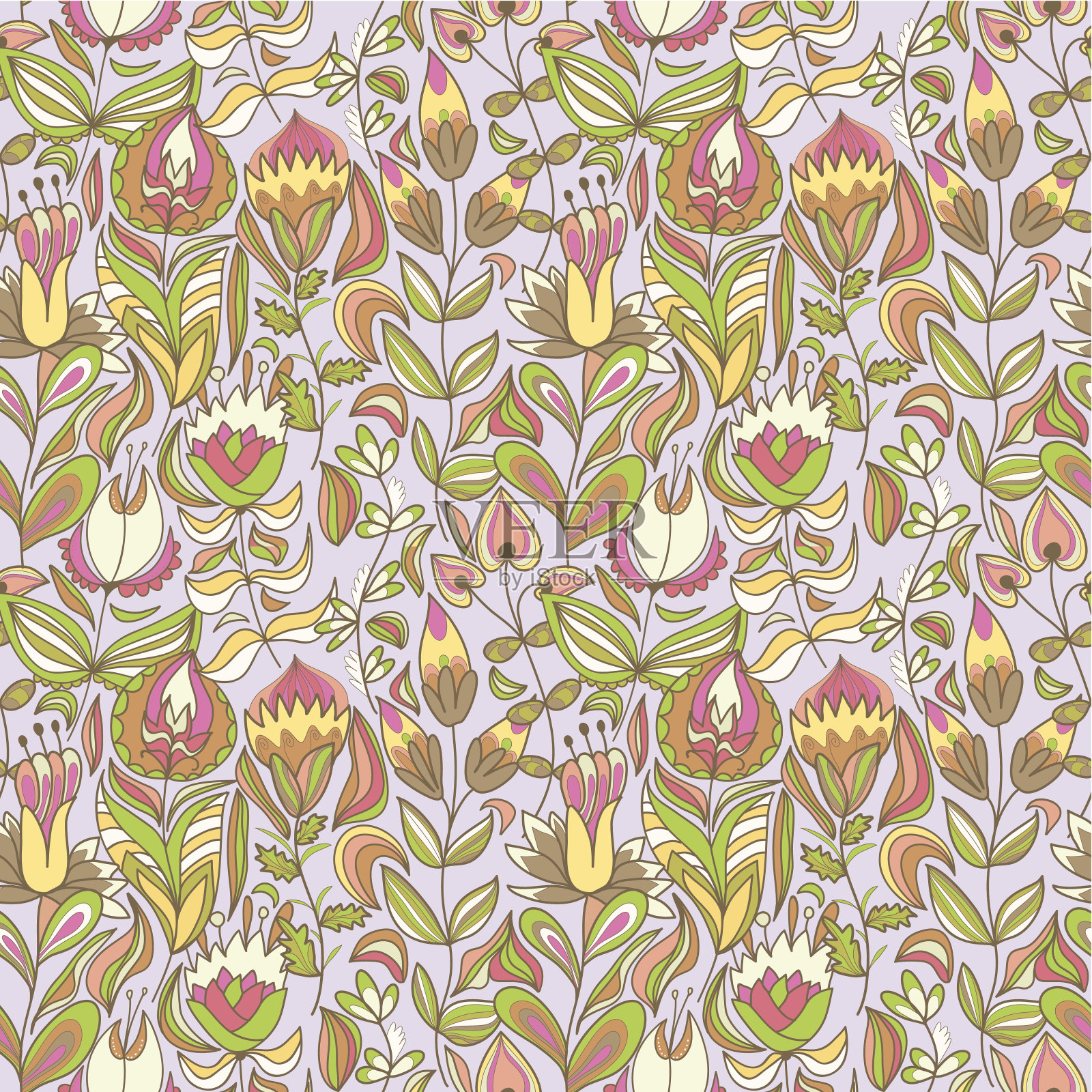 可爱的五彩碎花无缝图案插画图片素材