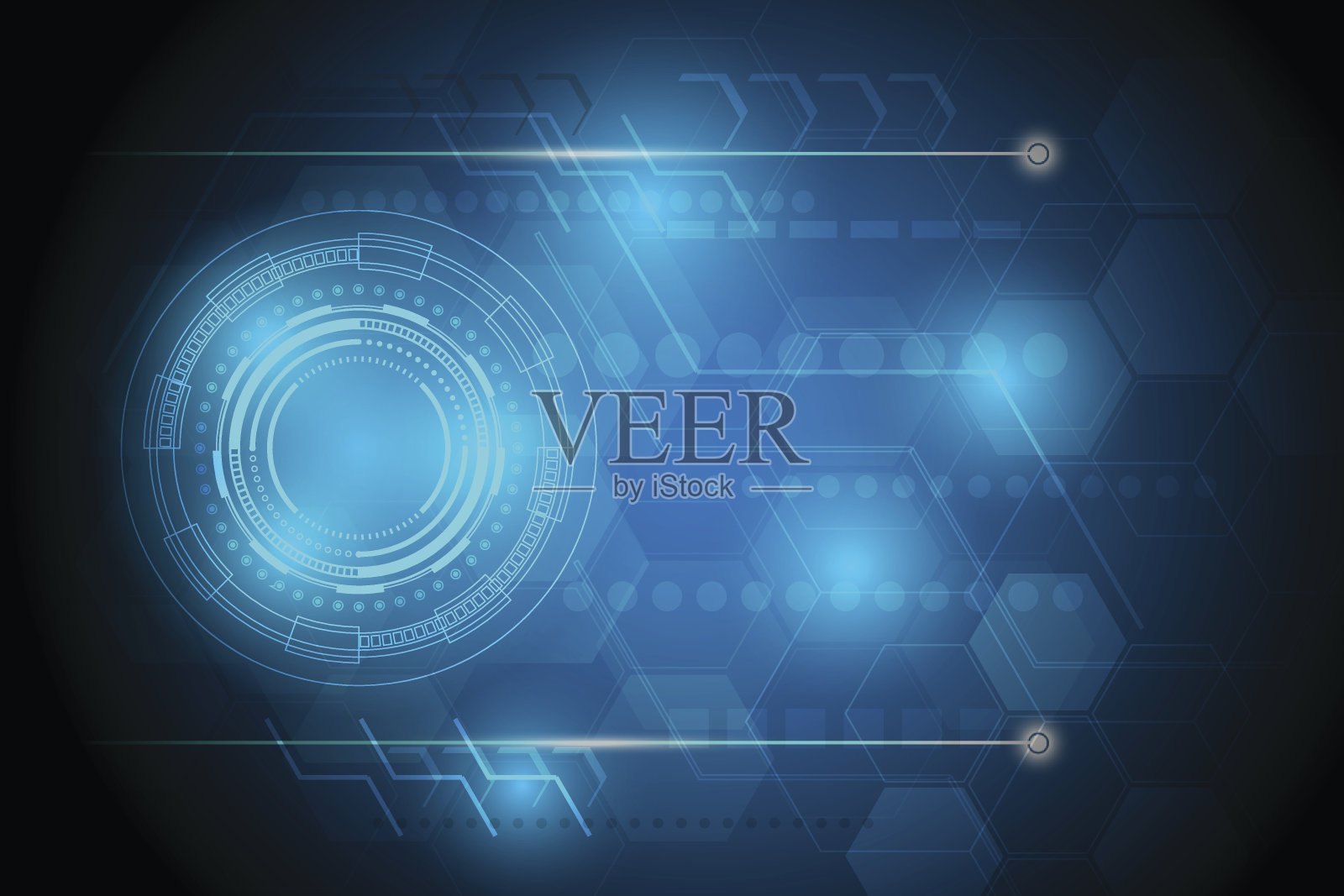 圆形和六边形抽象技术背景。矢量图插画图片素材