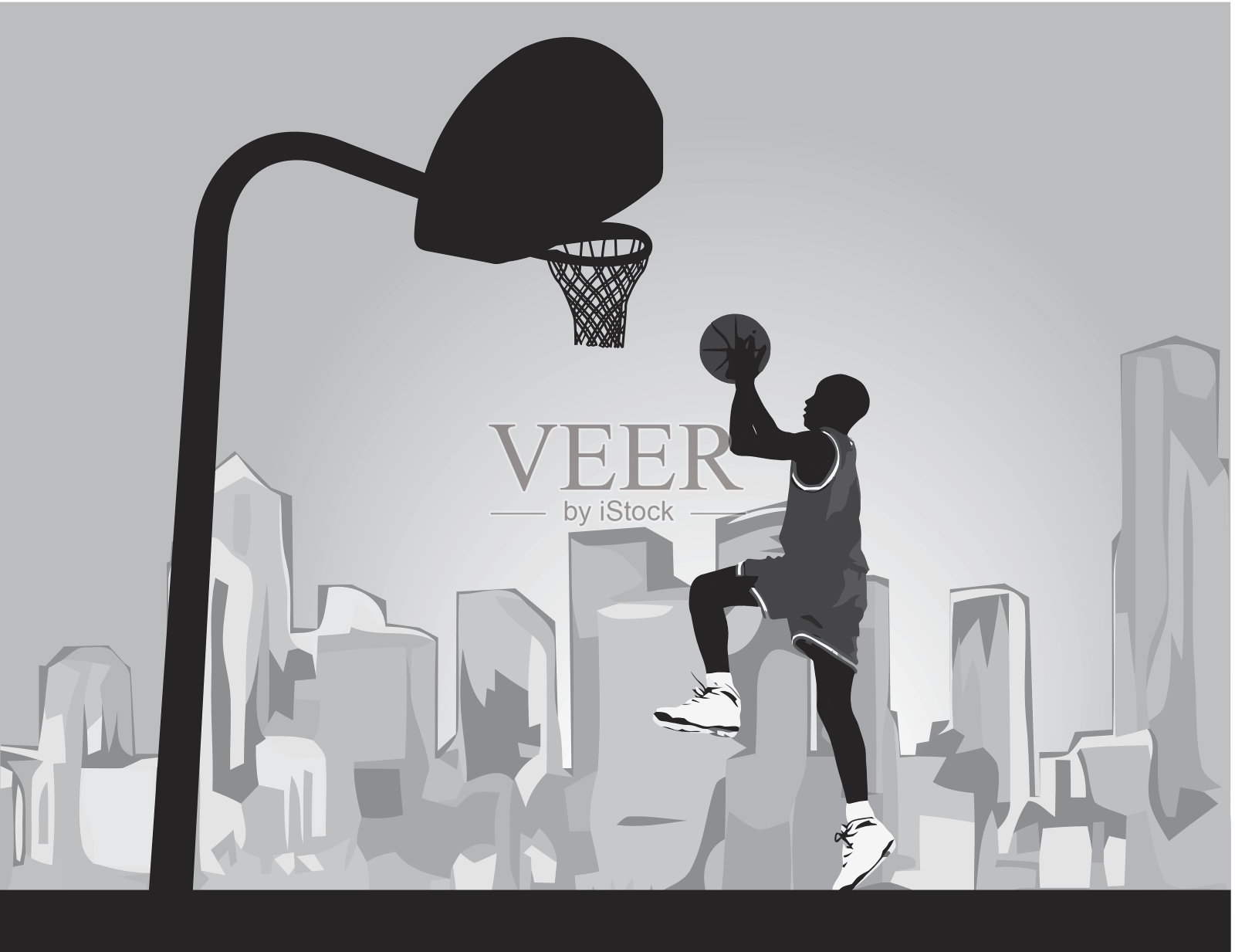 人投篮插画图片素材
