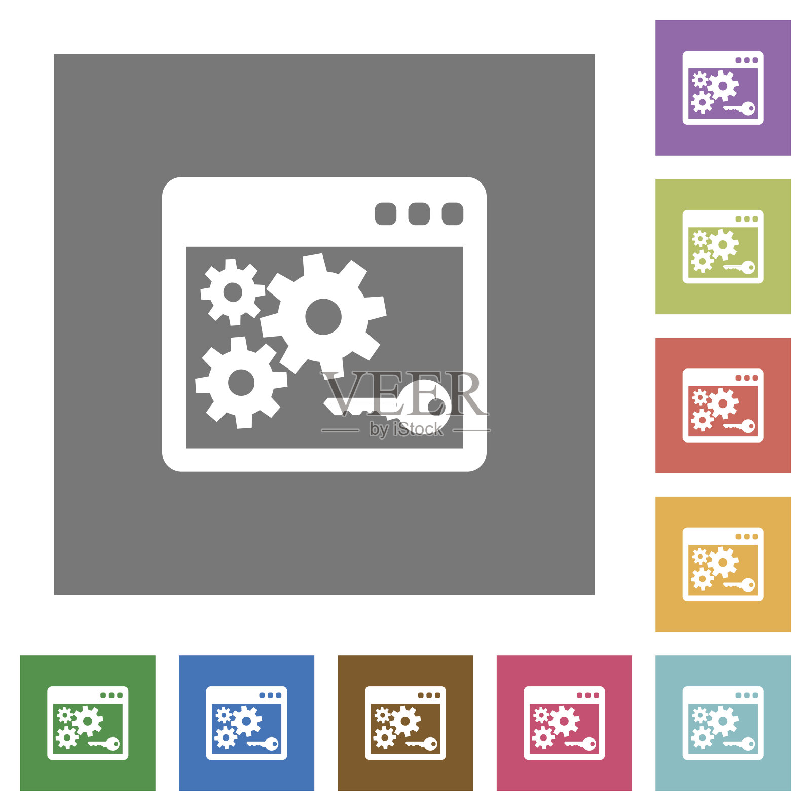 API键方形平面图标图标素材