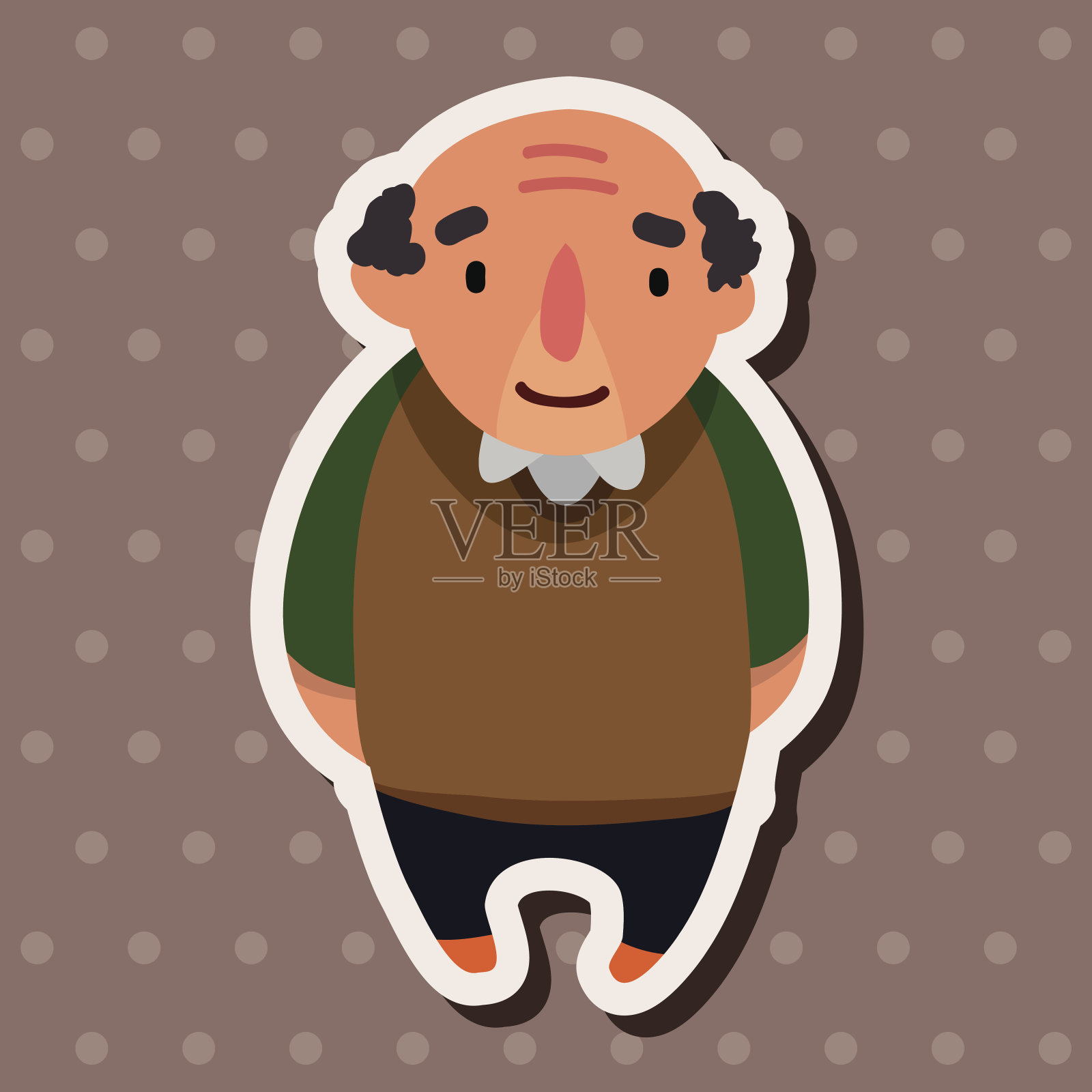 家族祖父人物平面图标元素背景，eps10插画图片素材