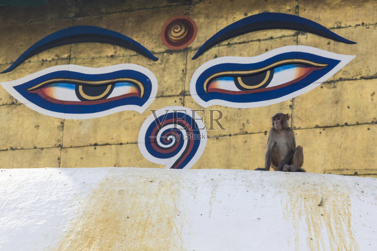 尼泊尔首都加德满都的斯瓦扬布纳特猴庙的佛塔。照片摄影图片