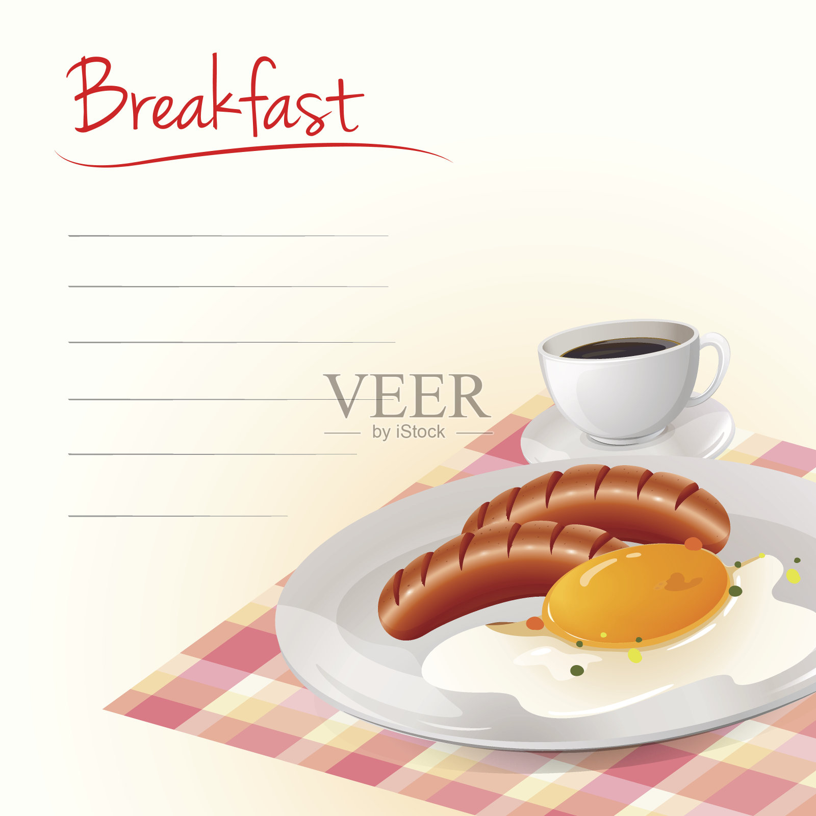 早餐配鸡蛋和咖啡设计元素图片