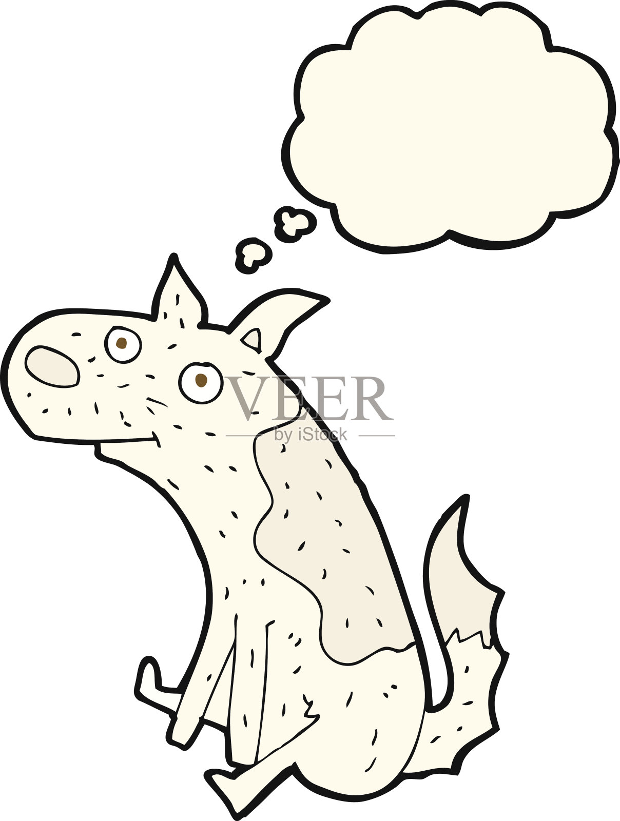 卡通看家狗带着思想泡泡设计元素图片