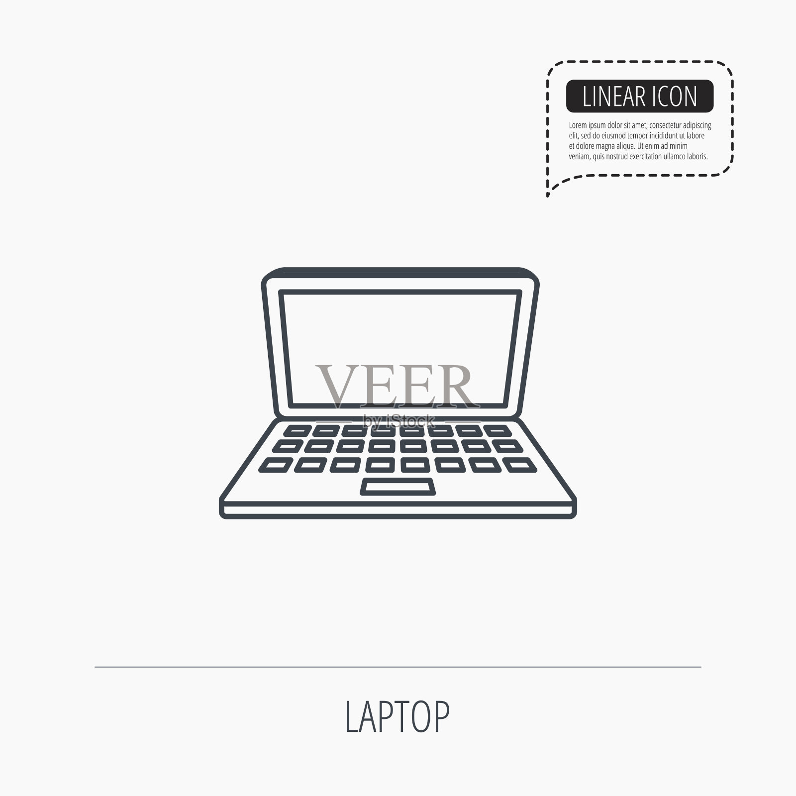 笔记本电脑图标。移动PC的迹象。图标素材